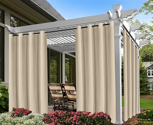 Miniatura 7 de ABCCANOPY Cortinas para exteriores de 54 x 95 pulgadas, impermeables, con bloqueo solar, cortinas de privacidad con ojales para cenador, porche,