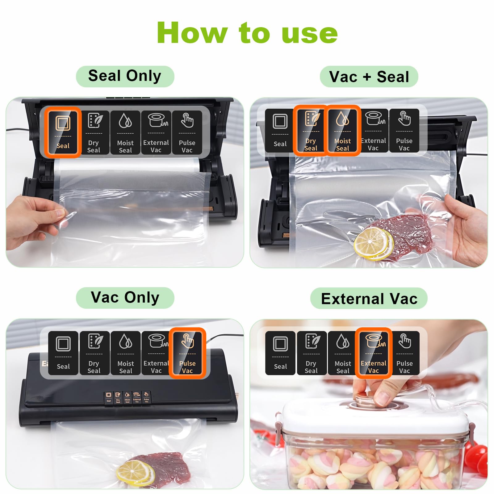 Machine à sceller sous vide brevetée entièrement automatique pour conserver les aliments - Machine à sceller les aliments multifonction - Avec sacs de 6 m - 30 sacs sous vide