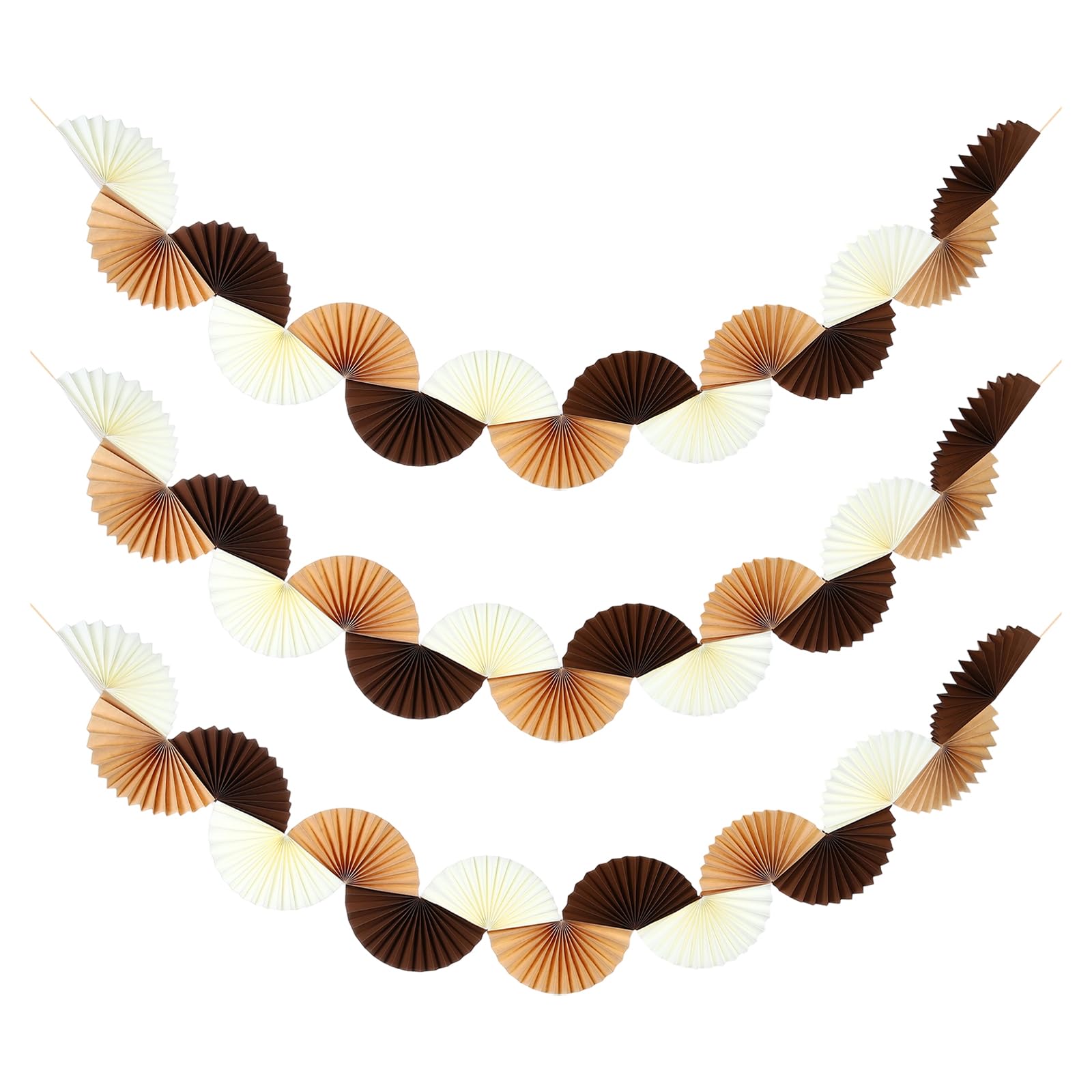 sourcing map Paper Fan Garland, 5.25ft Paper Garland, Brown, 3 Pcs