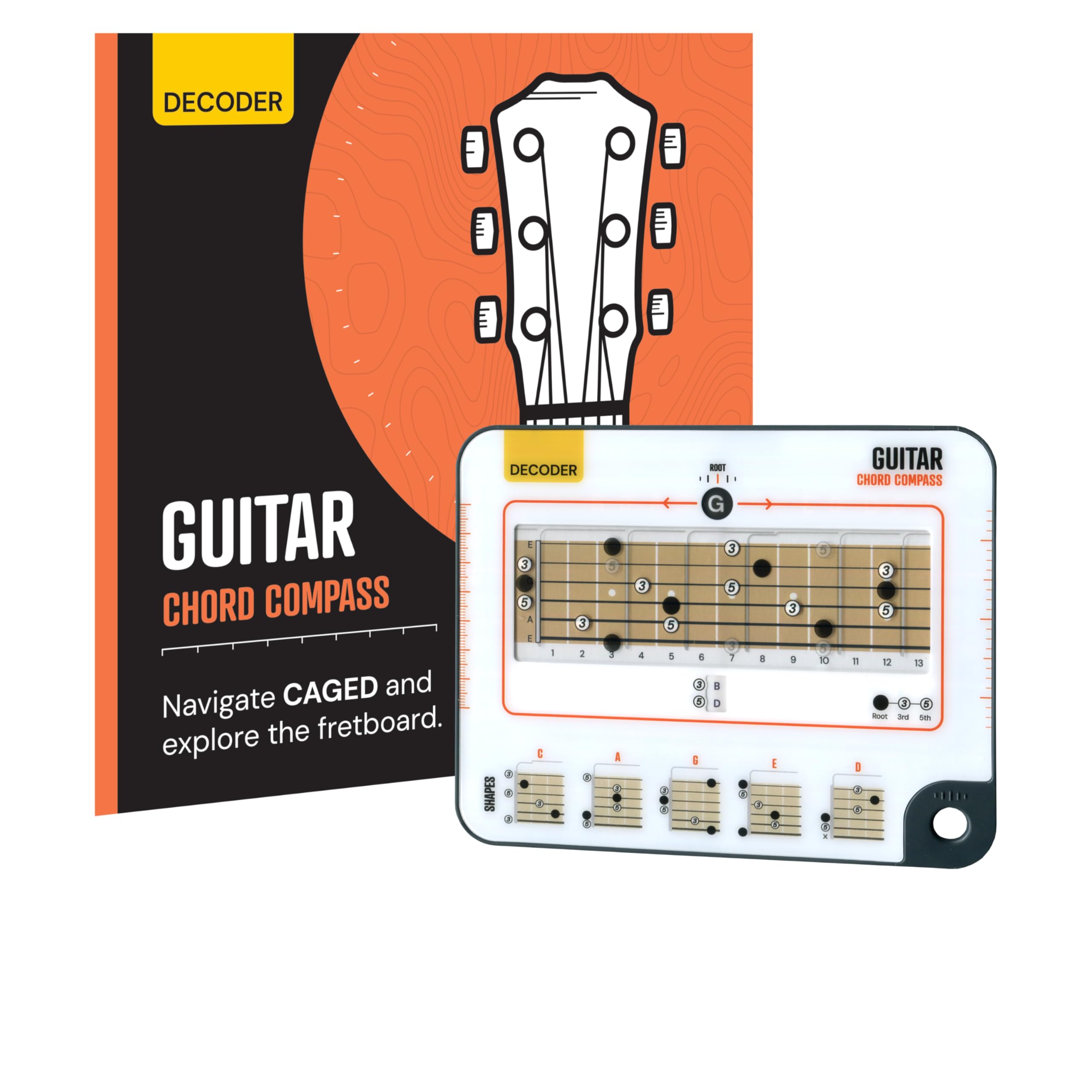 Guitar Chord Learning Tool - Chord Compas - Understand CAGED System for Guitar - Build Chords from Chord Strusture and Recognising Chord Patterns (Guitar Chords Compass w/Book)
