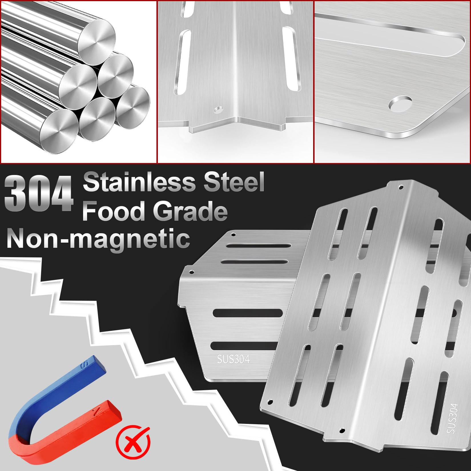 GasSaf 304 Heat Deflector 7622 Heizplatten für Weber Genesis 300 mit Frontbedienfeld, 304 Edelstahl Genesis 300 Grillteile