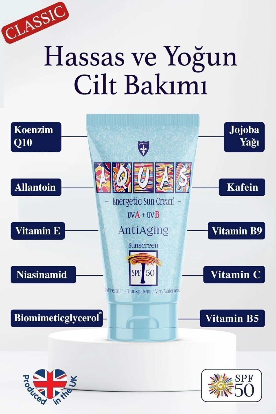 Aquas Antiaging Güneş Kremi UVA+UVB SPF 50