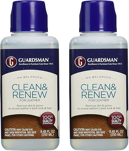 Guardsman Clean & Renew For Leather 8.45 oz Elimina la suciedad y la mugre, ideal para muebles de cuero e interiores de automóviles 2 unidades