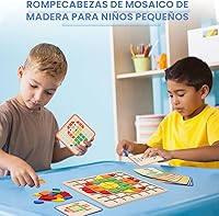 Vista 7 de Montessori Tangram Educativo, Juguetes de Rompecabezas de Formas Geométricas con 120 piezas de Bloques de Rompecabezas de Madera y 20 piezas