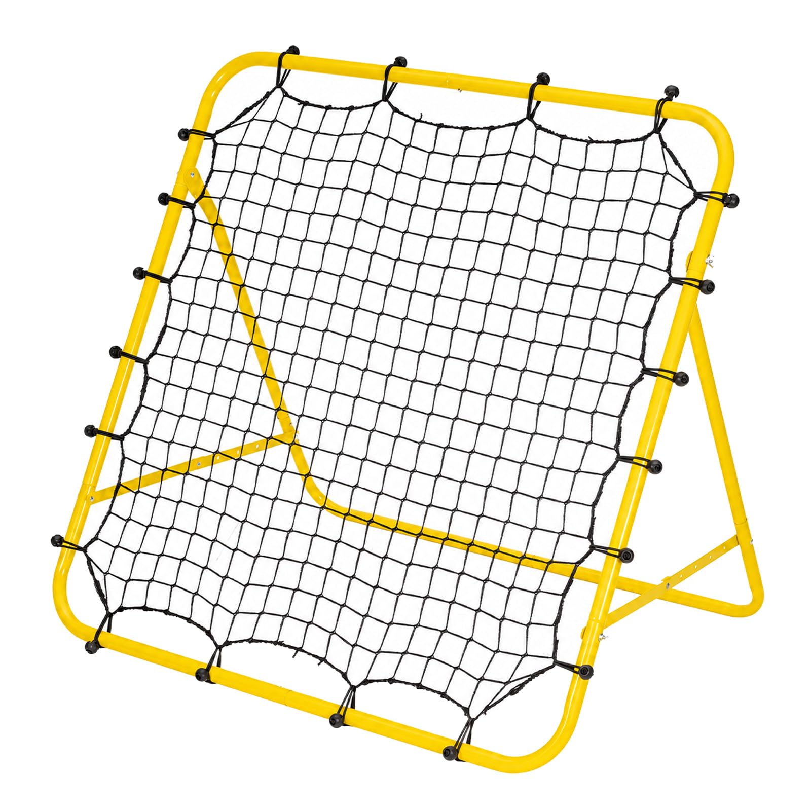 Rebounder Net Practise Football Training Net Soccer Kickback Target Goal Pro for Children Kids Play Teaching Equipment Adjustable Portable Soccer Door (Yellow, Single-Sided)