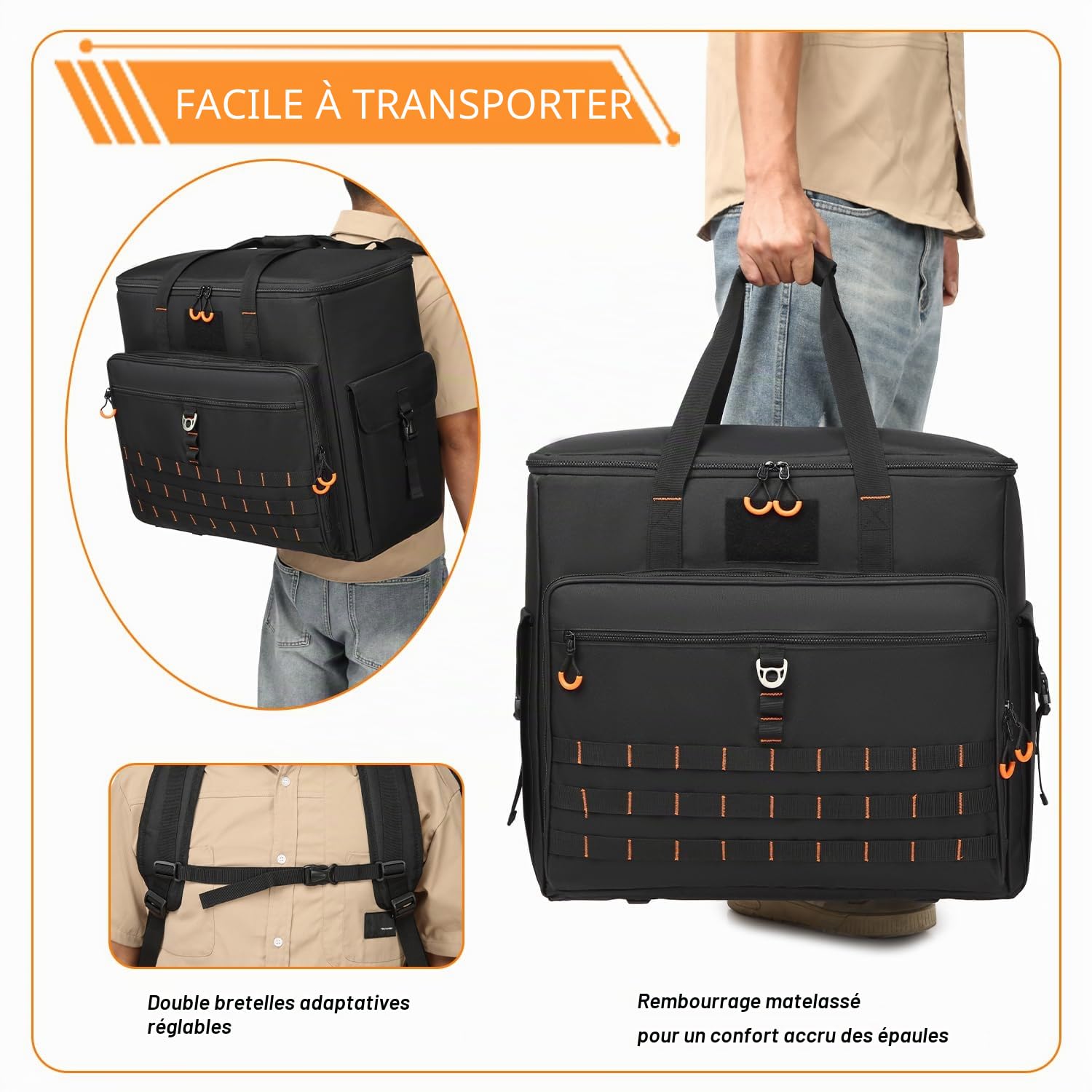 Housse de Transport pour Tour d'Ordinateur | Coque Rembourrée avec Compartiments pour Clavier, Souris, Câbles et Accessoires (Sac Uniquement)