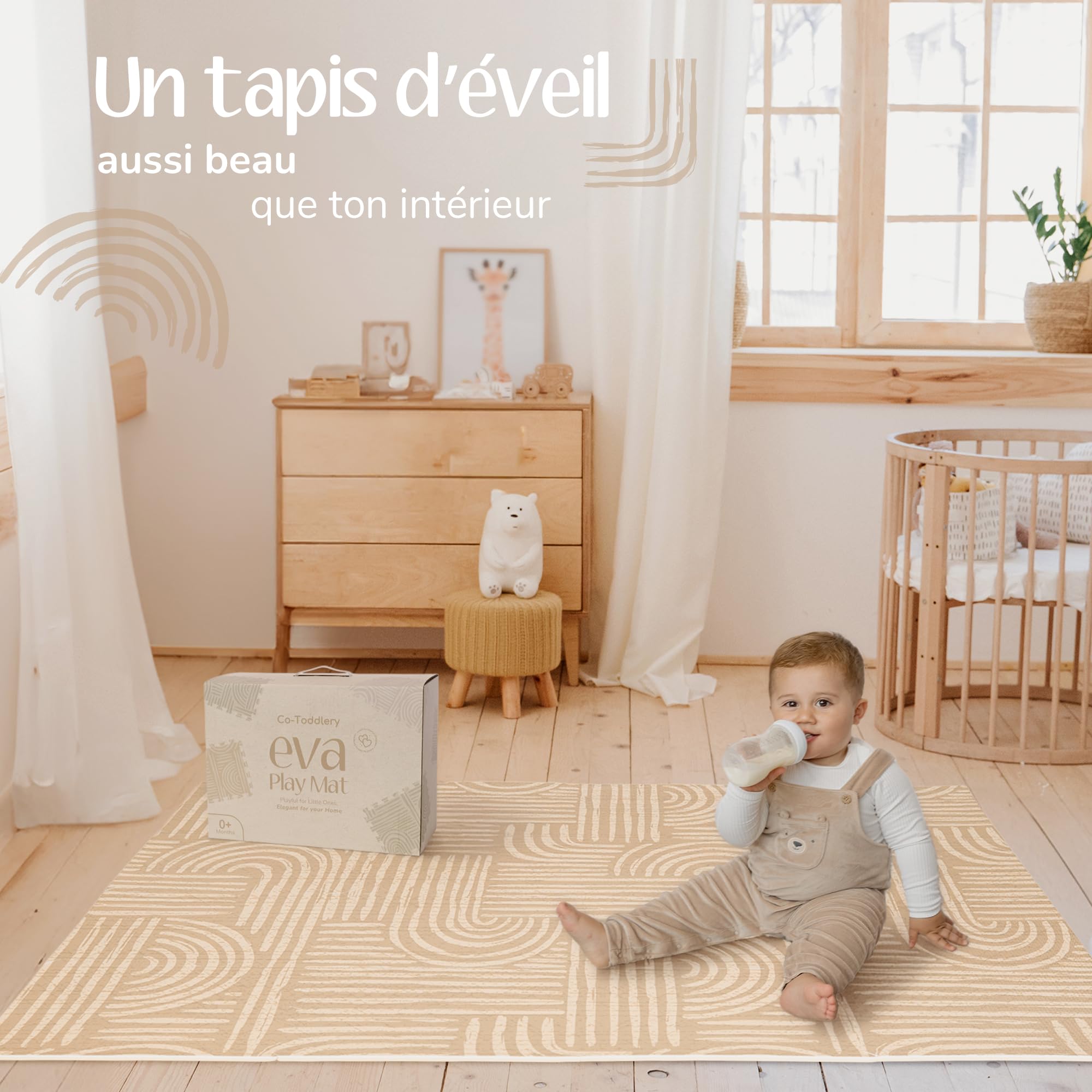 Tapis Bébé 170x122 cm – Tapis d’éveil bébé en mousse EVA, antidérapant et facile à nettoyer, au design harmonieux et décoratif, tapis de jeux bebe confortable | Co-Toddlery