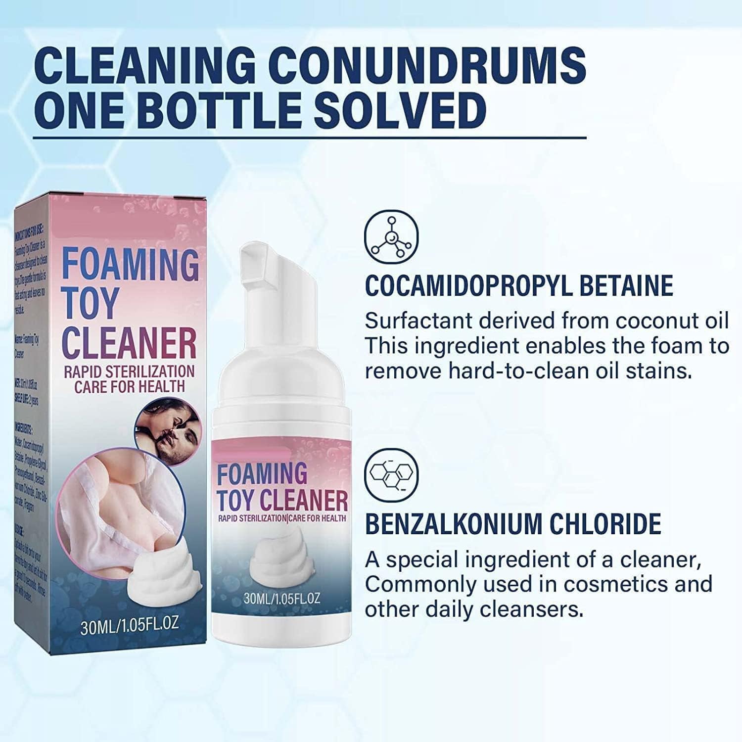 Fresh Foaming Toy Cleaner, detergente a secco in schiuma per giocattoli – Qualità premium, schiuma delicata e non irritante, per una pulizia efficace, 30 ml (2 pezzi)