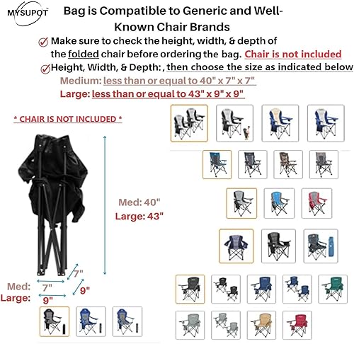 Miniatura 3 de MYSUPOT Bolsa de repuesto de 40 x 7 x 7 pulgadas (verde, M) para silla de campamento plegable, portátil, hamaca, esterilla de yoga, silla de playa,
