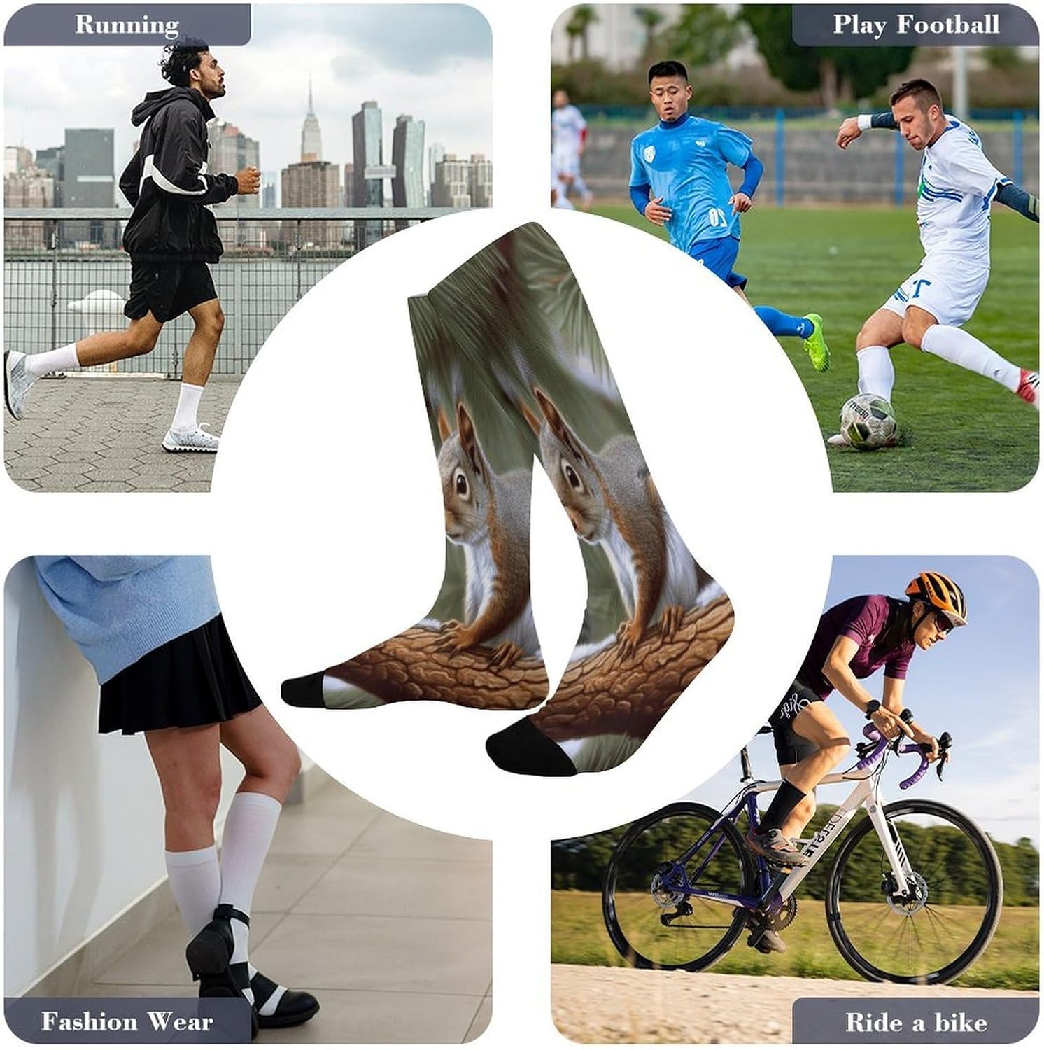 Little Squirrel Compression Sock Circulation Support Socks Lightweight Knee High Tube Sock Over-The-Calf Sock for Adult