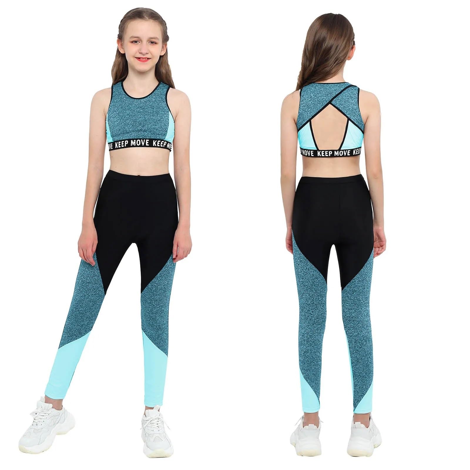 Conjunto Deportivo Niña Conjuntos de entrenamiento for niños y niñas, camisetas sin mangas con cuello redondo y mallas deportivas, conjunto for bádminton, correr, senderismo y entrenamiento(Blue,6)