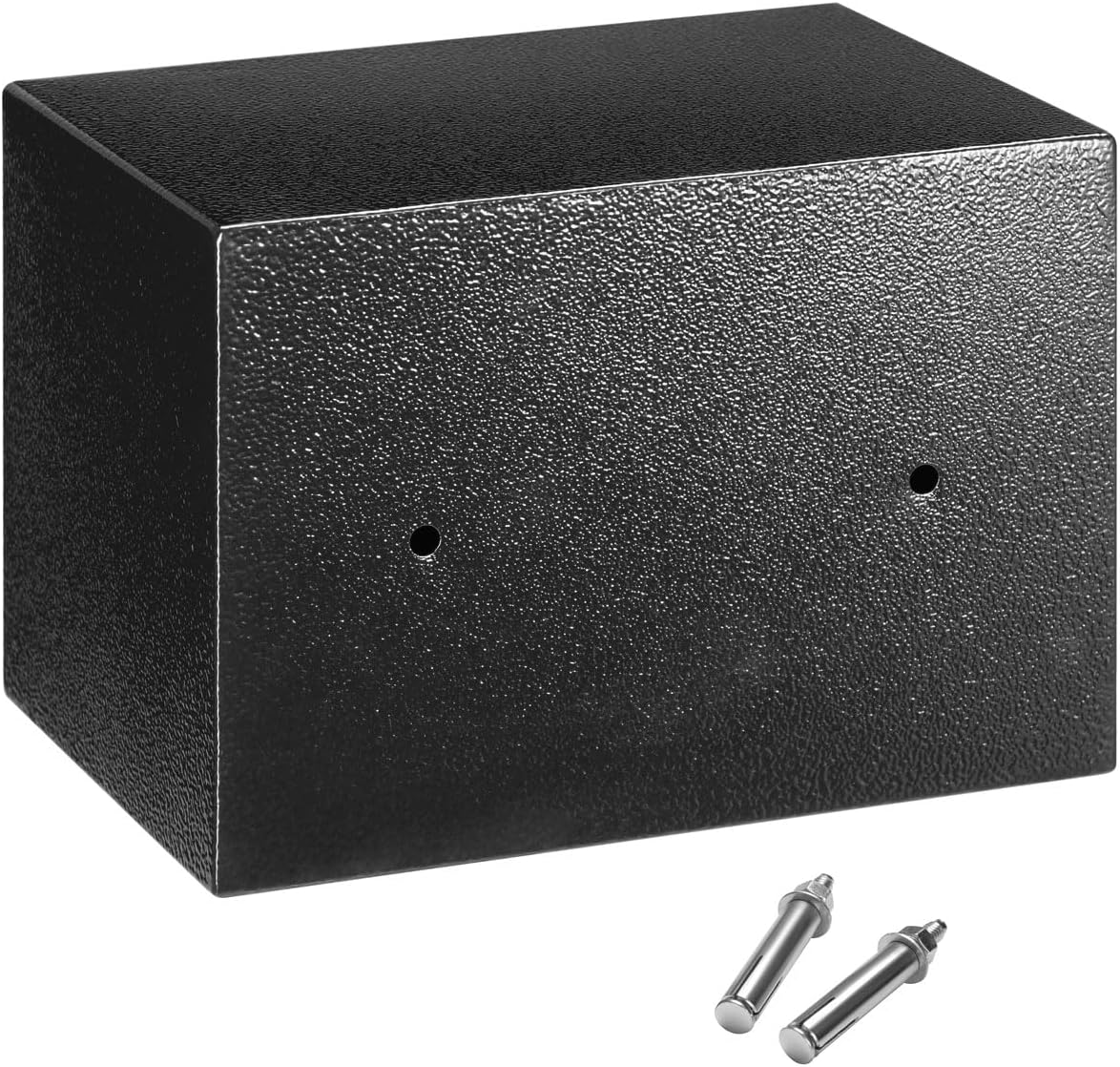 BAKAJI Steel Security Safe with Double Lock Key, Mechanical Anti-Burglary, Fire Resistant with 2 Bolts for Wall Fixing, 23 x 17 x 17.3 cm