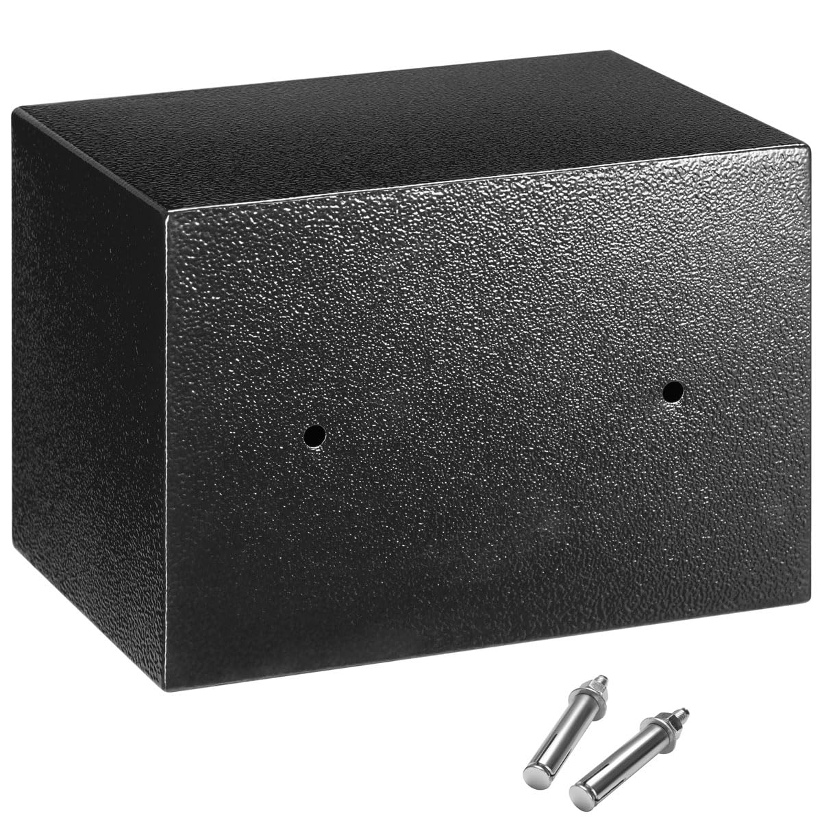 BAKAJI Cassaforte di Sicurezza in Acciaio con Chiave a Doppia Serratura, Cassetta Meccanica Antiscasso, Resistente al Fuoco con 2 Bulloni per Fissaggio a Muro Parete, 23 x 17 x 17.3 cm