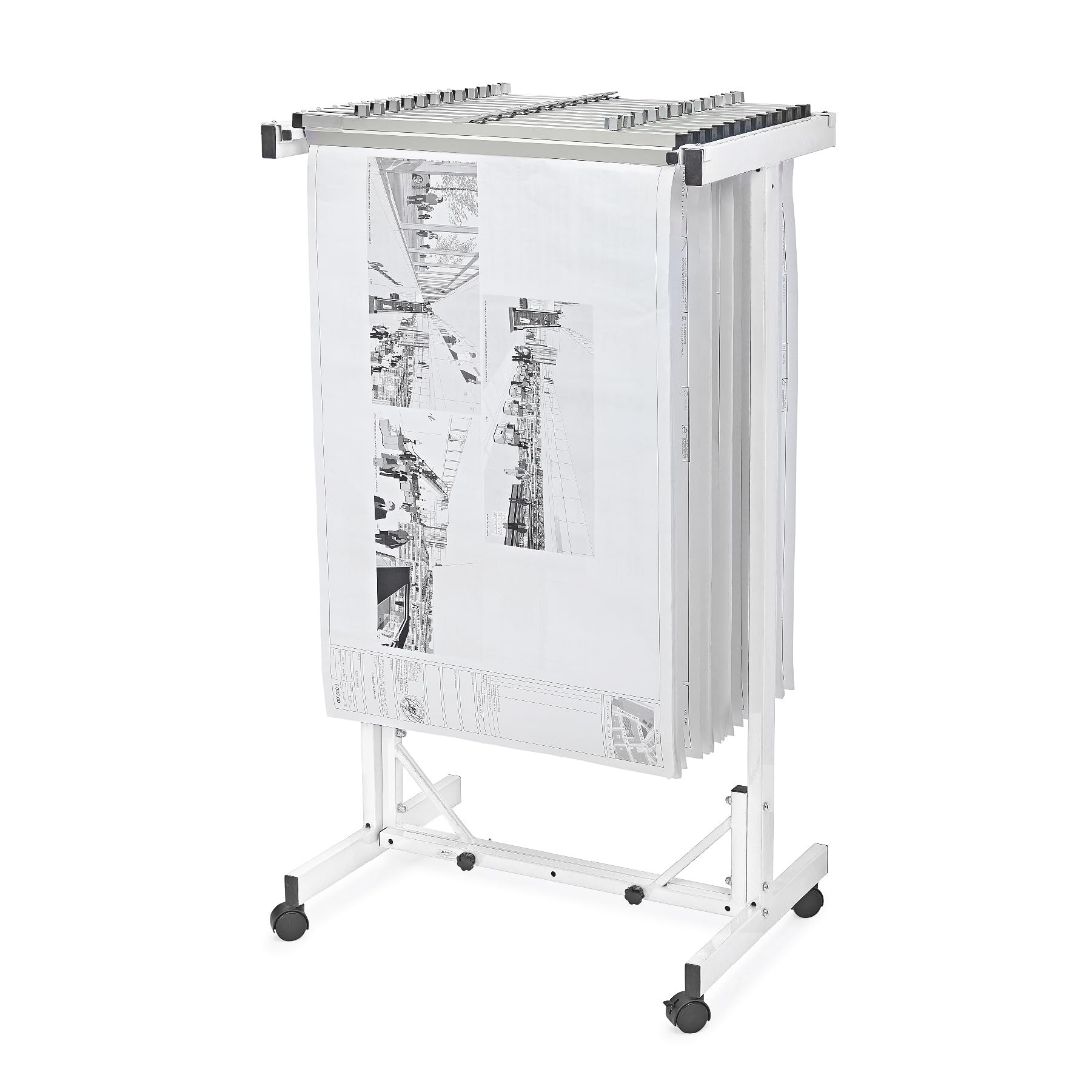 Adir Mobile Blueprint Storage Rack - Adjustable Mobile Blueprint Holder, Vertical Architect Drawing Rack with Wheels, Poster Display, Construction Plans Holder (Without Blueprint Clamps)