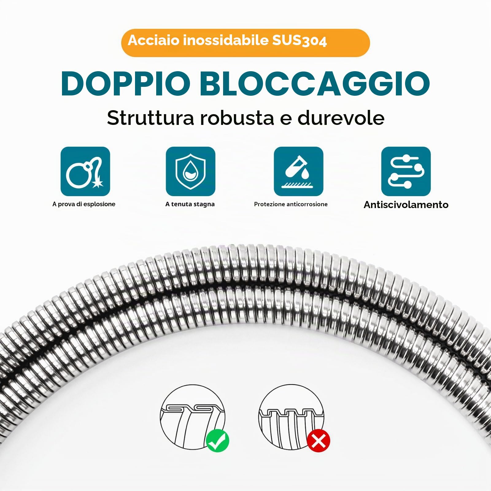 Flessibile Doccia Lungo 4 M Realizzato In Acciaio Inossidabile Tubo Doccia Anti-Attorcigliamento Anti-Esplosione Con Connettore In Ottone Crittografia Tubo Doccia