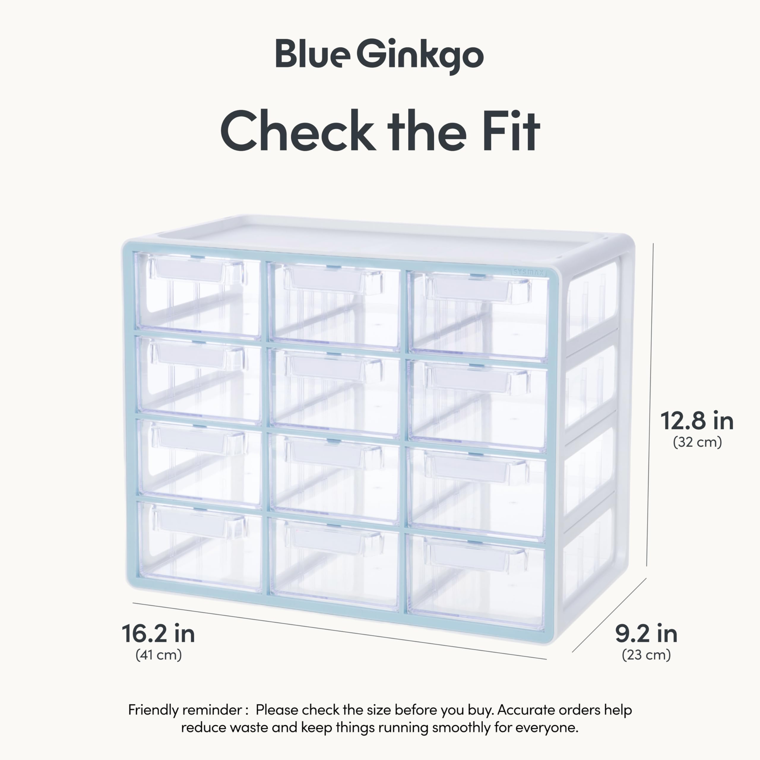 BLUE GINKGO Duża szafka do przechowywania z 12 szufladami - Układalne przechowywanie koralików i materiałów do majsterkowania, organizer na małe części sprzętowe, skrzynka na narzędzia dla nauczycieli