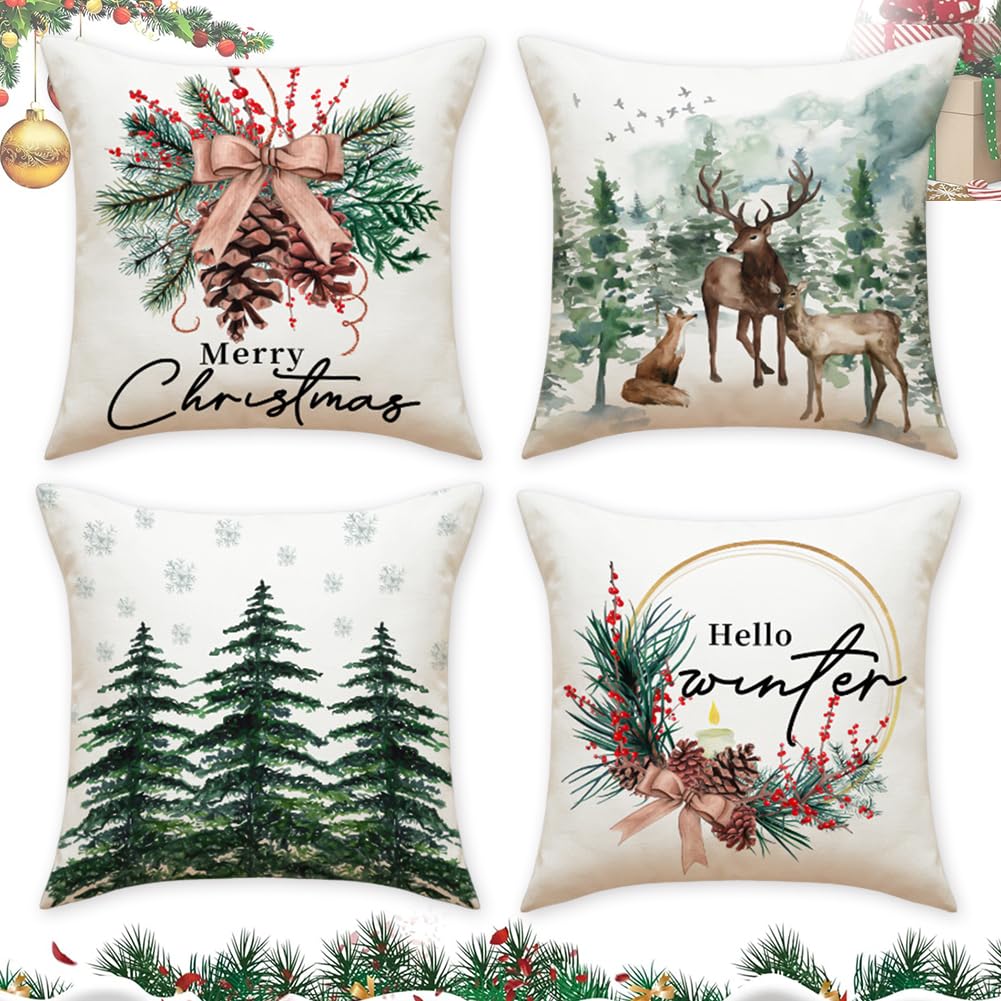 Mifklmv D Merry Christmas Cushion Cover Xmas Pillow Cover Santa Claus Snowman Silver White Winter Cushion Covers Soft Plush Christmas Throw Pillow Covers Cases For Xmas Ecor Bedroom Home Sofa Ecorations