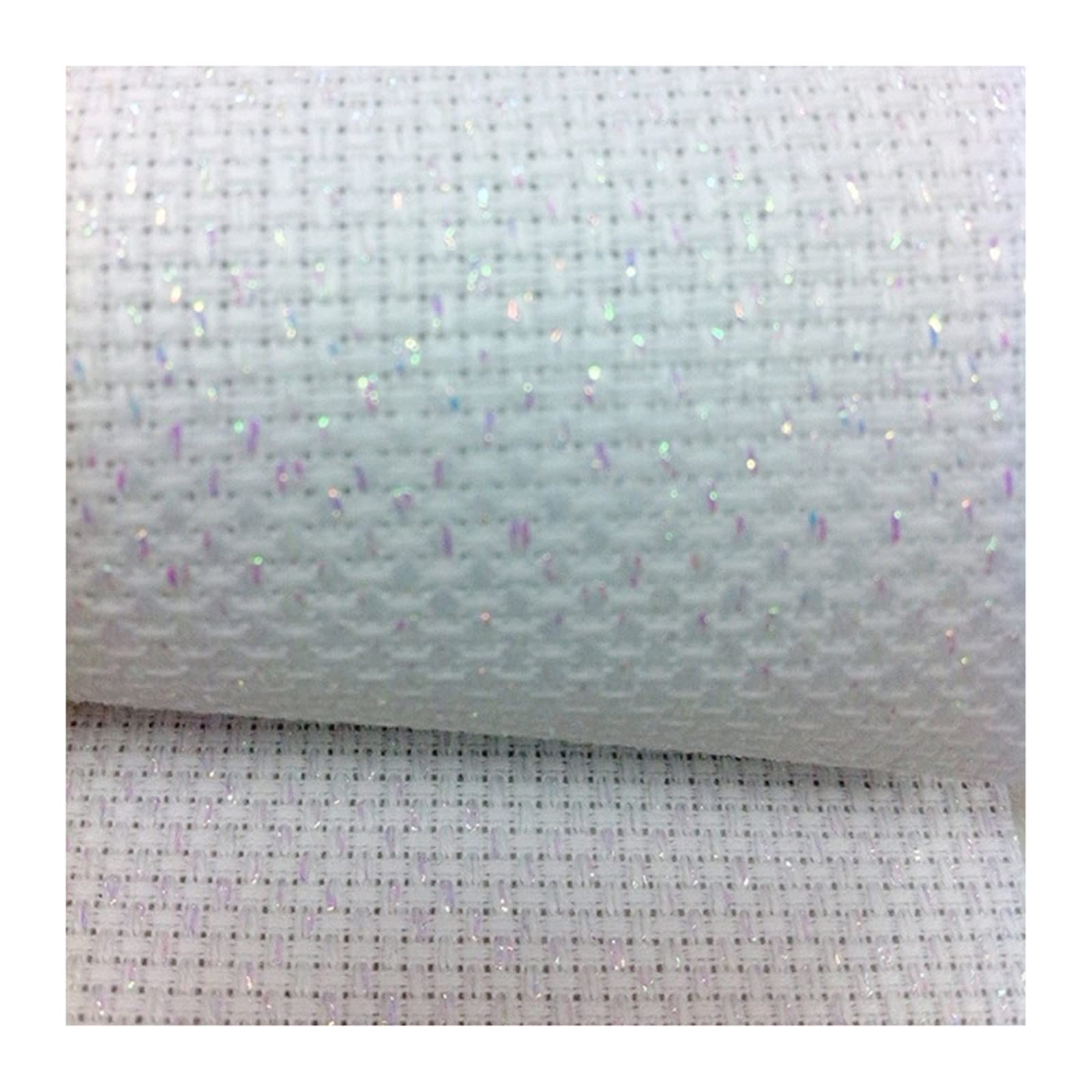 Tela de punto de cruz blanco brillante 11 ct 11 piezas 14 piezas 14 ct tela de lona de punto de cruz, blanco brillante, brillante plata rayo tela Aida (Color: Whie Sparkle Shiny, Tamaño: 14 CT_100 x