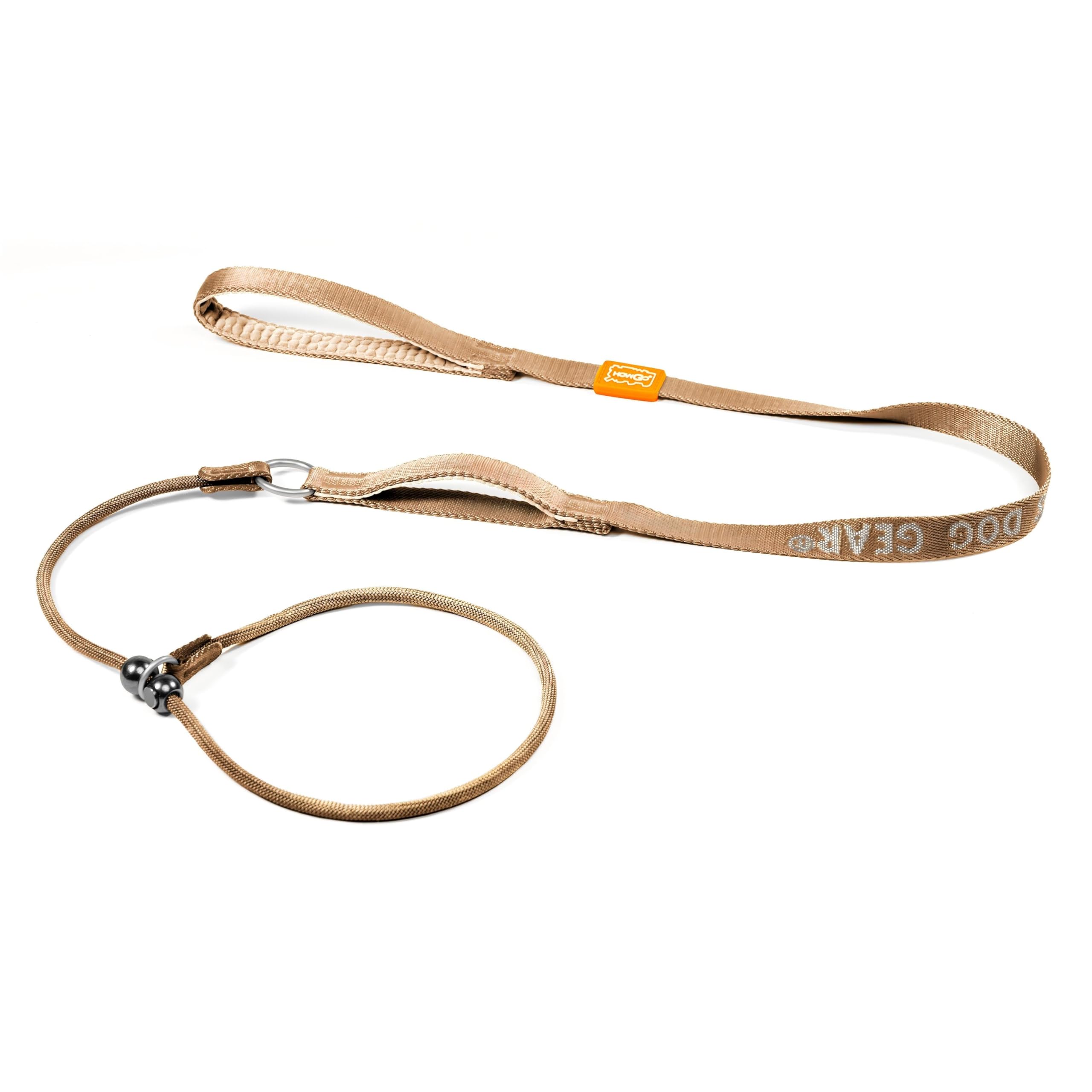 Howgo Dog Slip Lead Dog Leash, Training Leash, No-Pull Lightweight Slip Lead and Collar, Heavy Duty & Durable, Padded Handle, for All Breeds (Brown, 5FT)