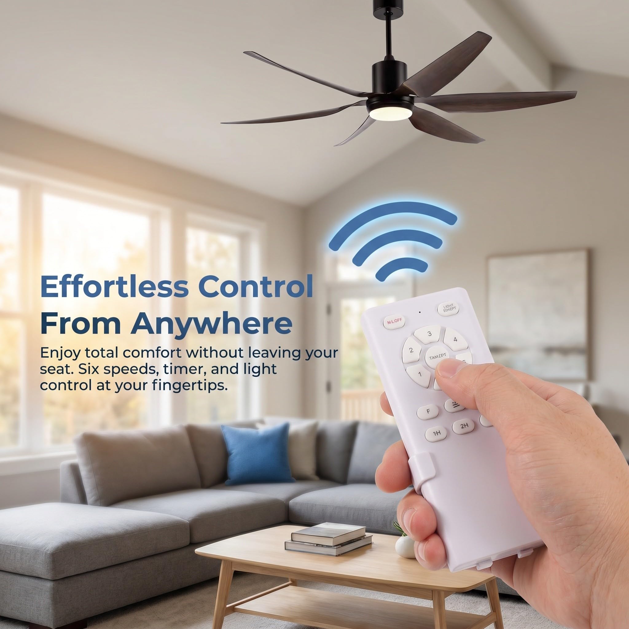 FRCOLOR Control Remoto 6 Velocidades y Control de Luz para Ventilador de Techo con Receptor Compatible con Ventiladores Dc Inverter para Fiesta Verano