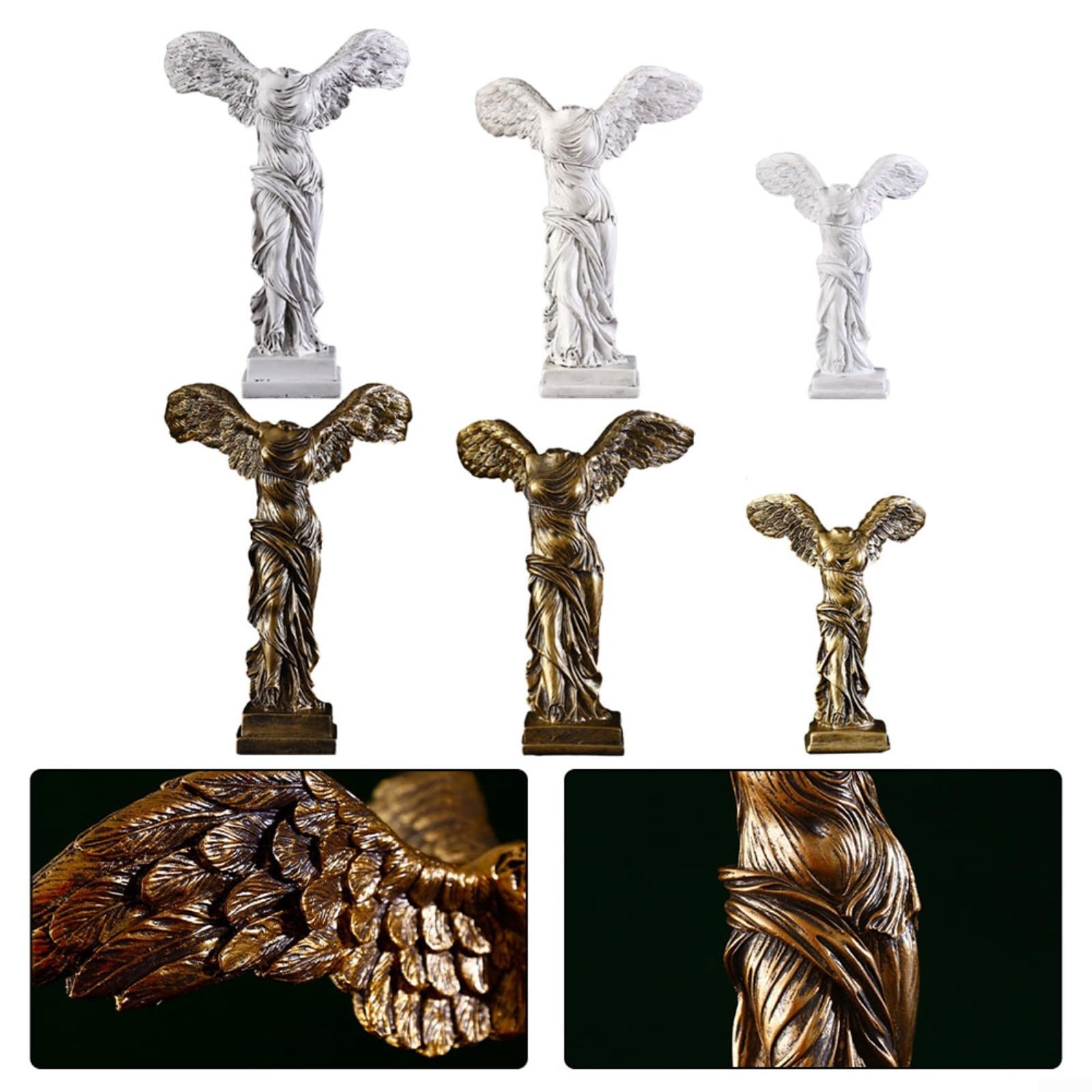 HEIBTENYWinged Victory Of Samothrace Statue Victory Goddess Sculpture Desktop Ornament for Home Office Garden Decor