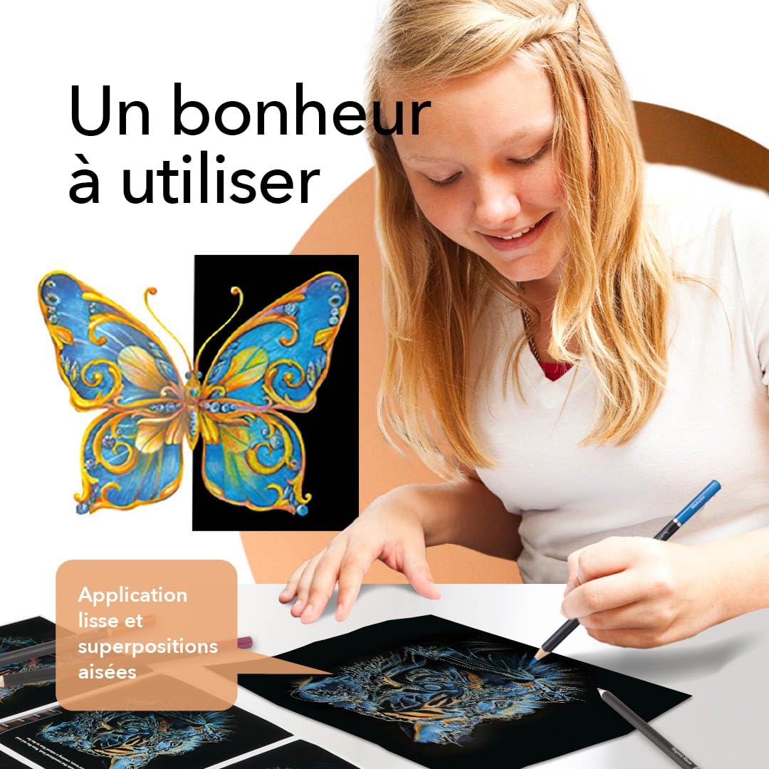 Castle Art Supplies Set de Crayons de Couleur Métallisés | 48 Tons Scintillants, Mines en Cire pour les Professionnels, Coloristes et Artistes Adultes | Protégés dans une Boîte de Présentation