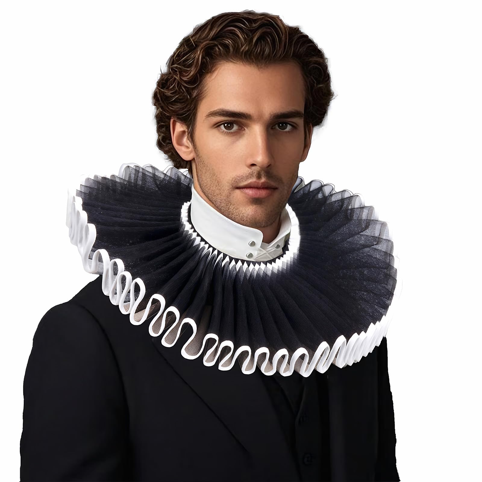 OhMill Elizabethan Ruff Collar Clown Ruffle Collar Renaissance Tulle Collars Neck Ruffled Collars Victorian Neck Costume — image 1