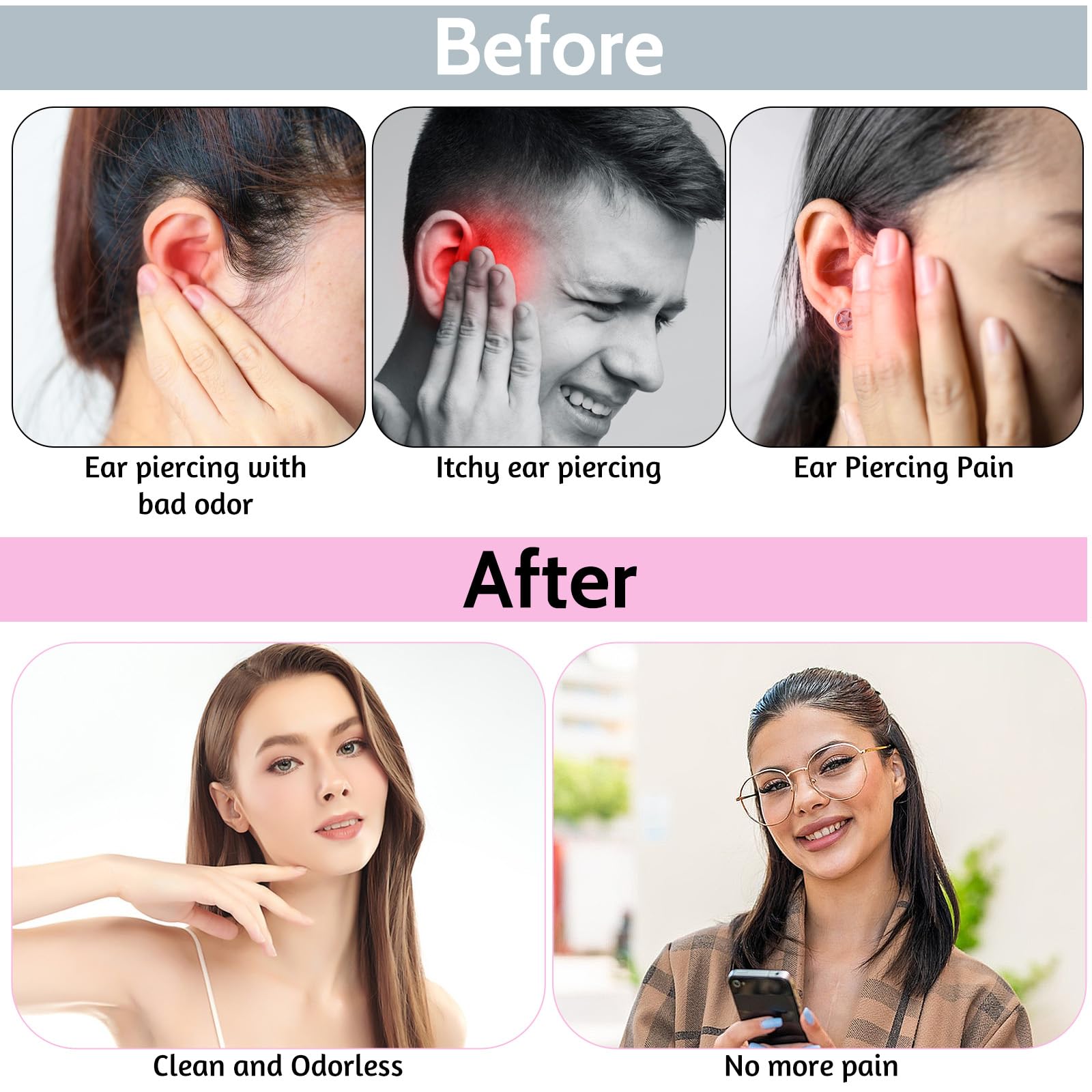 Patyczki do czyszczenia dziurek w uszach, 180 sztuk, nici do czyszczenia uszu, jednorazowe narzędzie do czyszczenia dziurek w uszach, nici do piercingu nosa i uszu, narzędzie do czyszczenia