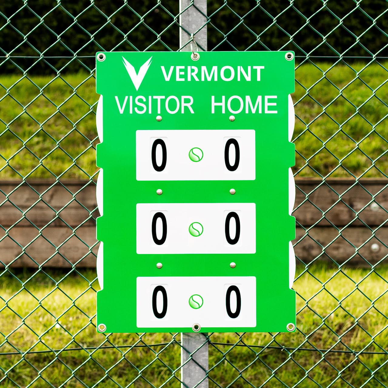 Vermont Fence Mounted Tennis Scoreboard - 3 Green, Blue & Black | Ultra-durable (Medium (18in x 26in), Green)