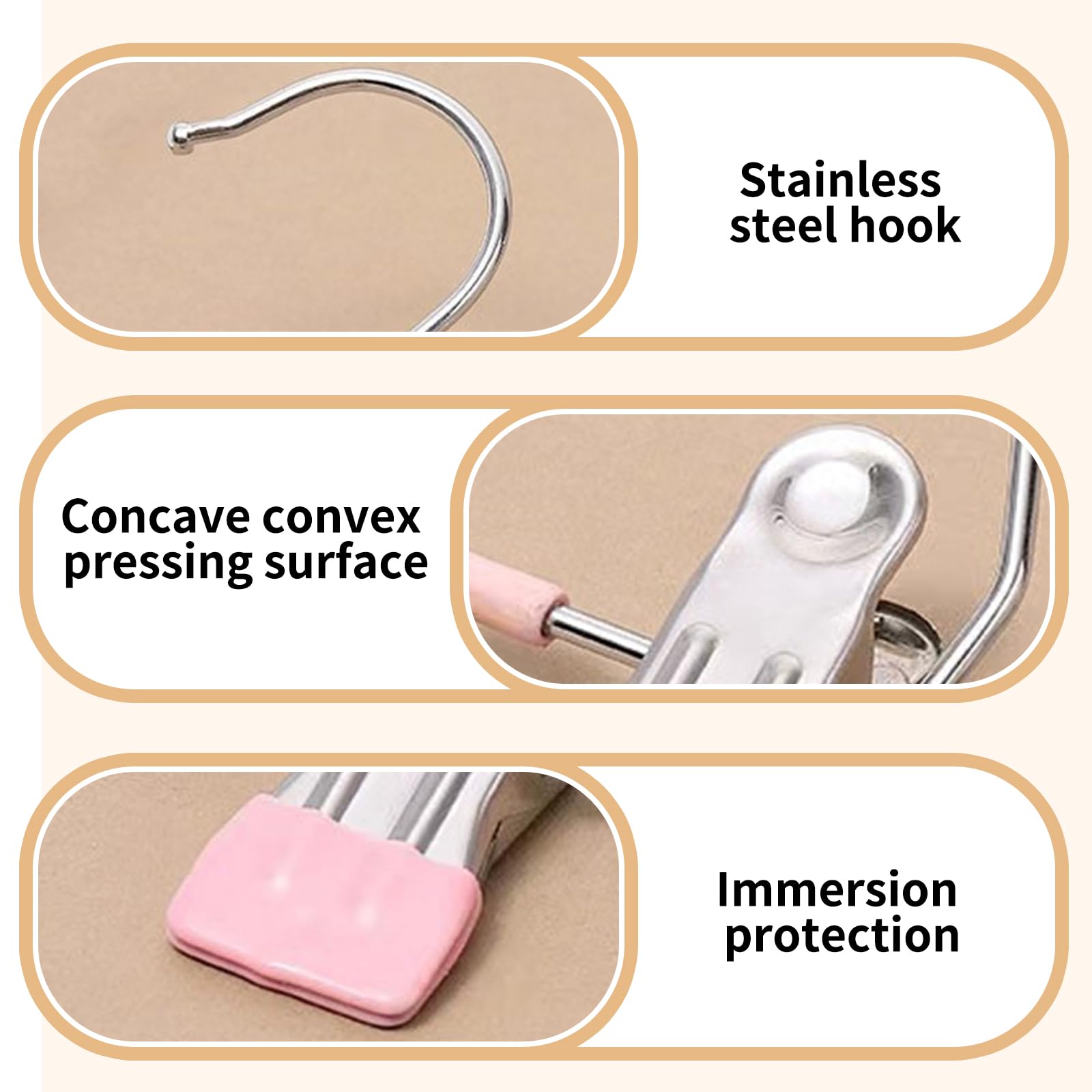 YSDINK 20pcs Portable Laundry Hooks, Non-slip Rotatable Clothes Pegs, Multi-Functional Metal Hangers for Coats Hats, Towels - Image 3