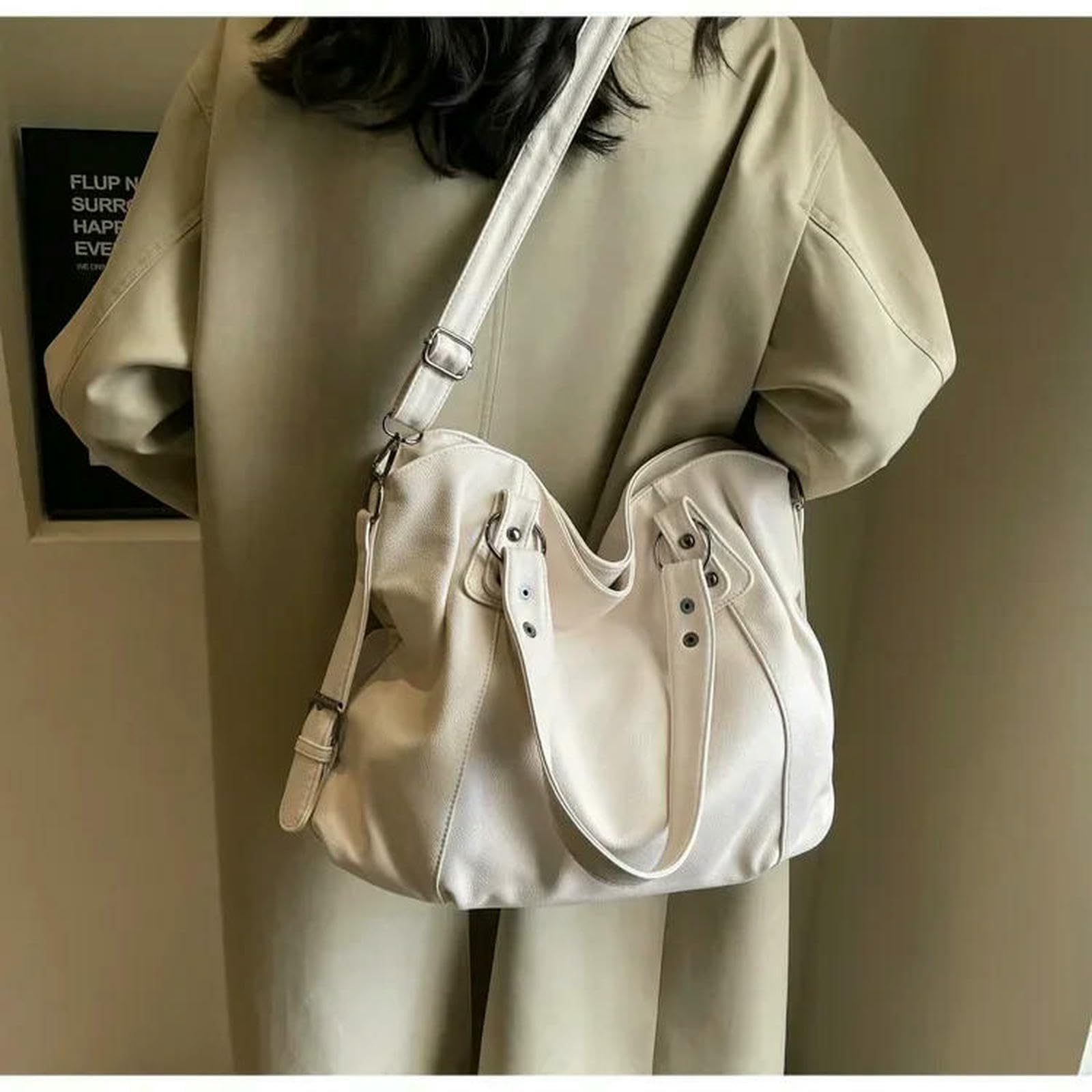 Handtasche Damen-lederhandtasche Mit Großem Fassungsvermögen, Weiche Hobo-umhängetasche, Trendige Messenger-Tasche Für Den Täglichen Gebrauch-kaffee-a-40x27x15cm
