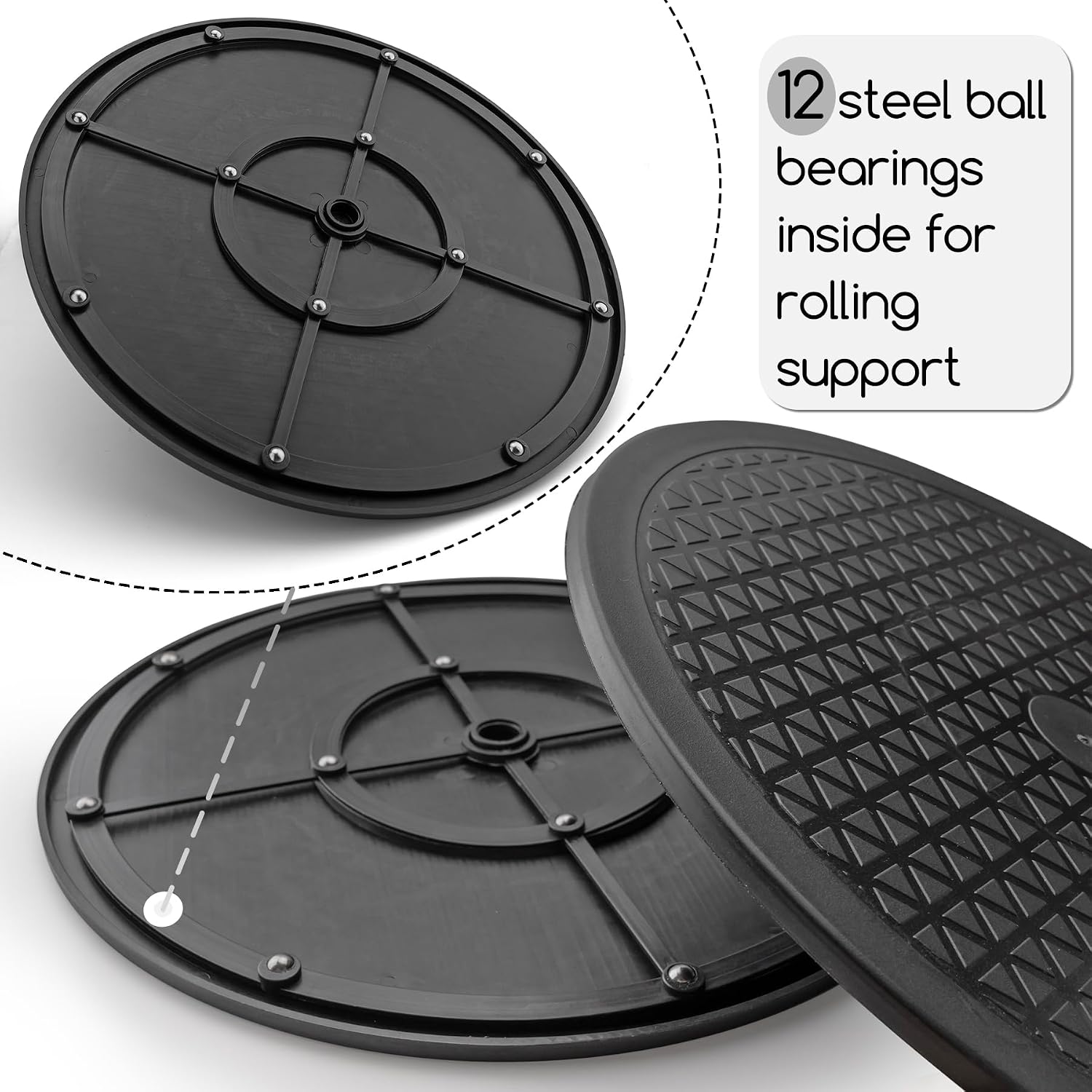 12 Inch Lazy Susan Turntable Heavy Duty Rotating Swivel Stand Lazy Susan with Steel Ball Bearings for Flat Panel Monitors, Computer, TV, Speakers, Bonsai, Statue, Cabinet Organizer