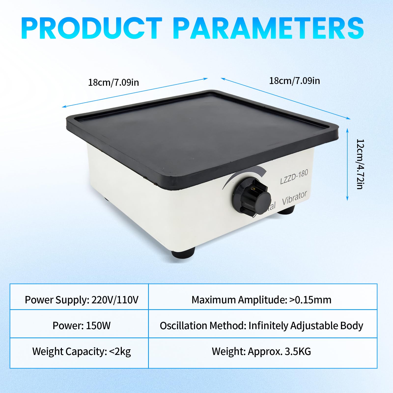 Dental Oszillator,Square Dentalrüttler Gipsrüttler,150W Elektrisch Gipsrüttler Rüttelplatte Gips,Drehzahlregelung Vibrating Lab Equipment Vibrator,Dentalvibrator zum Mischen von Gips
