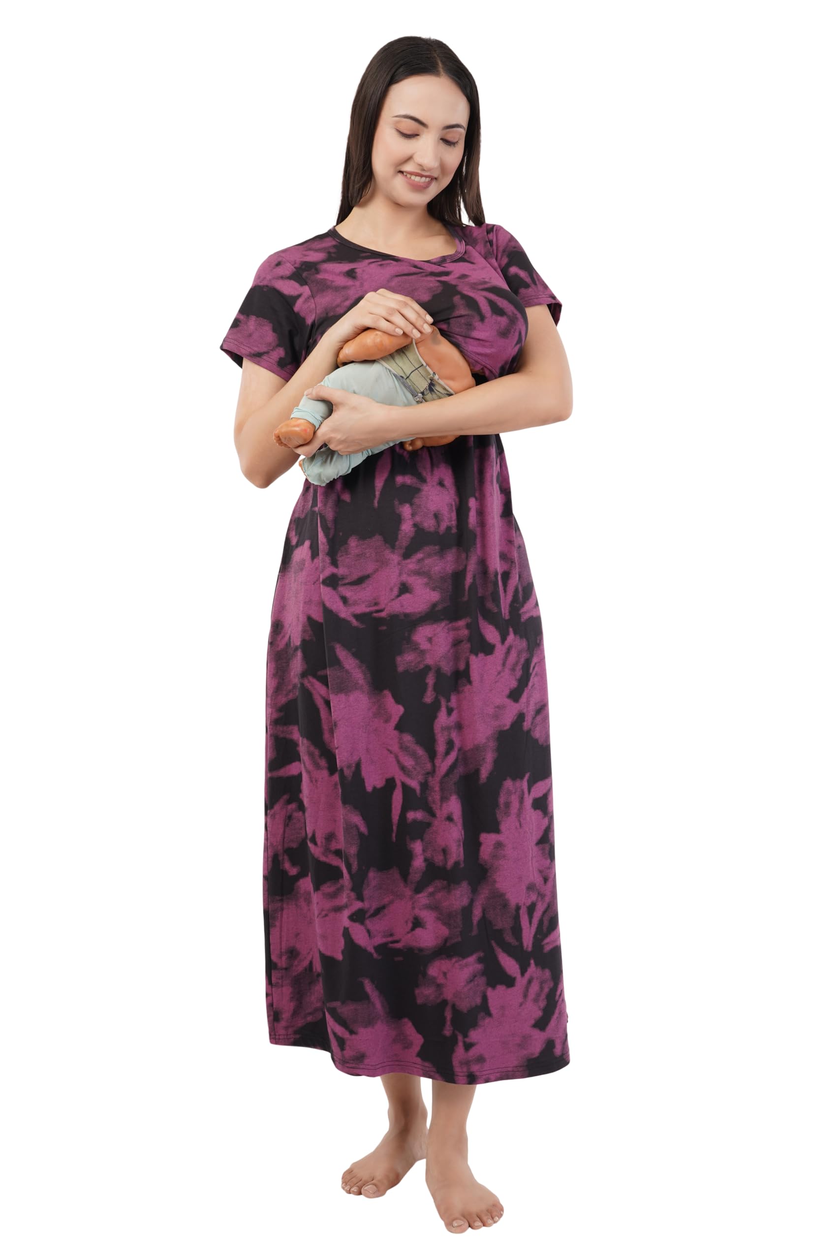 Women's Ribbon Premium Zipless Maternity & Nursing Dress – Soft, Comfortable, Breastfeeding-Friendly, Stylish Pregnancy Wear