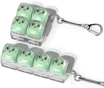 2Pack Keyboard Fidget Clicker Toys, Light Green Clicky Fidget Keychain | Cute Smiley Face Jelly keyboard clicker Suitable for Adults, Boost Focus Calm Anxiety at Work Travel Ideal Stress-Relief Gift