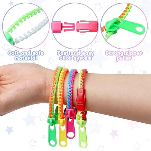 Miniatura 3 de Pulsera sensorial de 40 piezas con cierre de cremallera, colores neón, juego a granel, juguetes de fiesta para estudiantes, niños, cumpleaños,