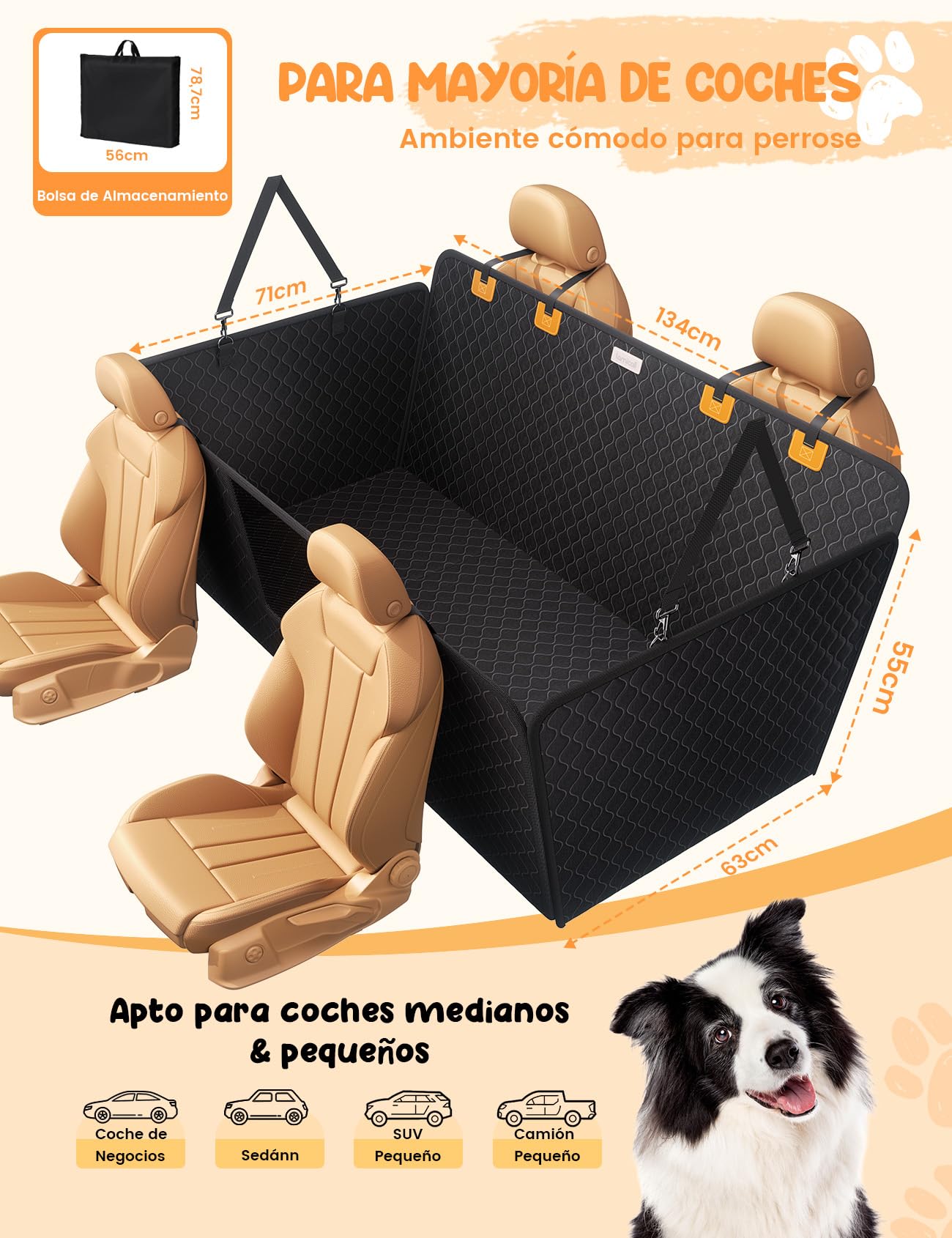 Lamicall Funda Perro Coche para Asiento Trasero - [Antidesgarro Mejorado] Protector Coche para Mascota, Impermeable, con Ventana de Malla Visible y Cremallera, para SUV y Camionetas Pequeñas, L