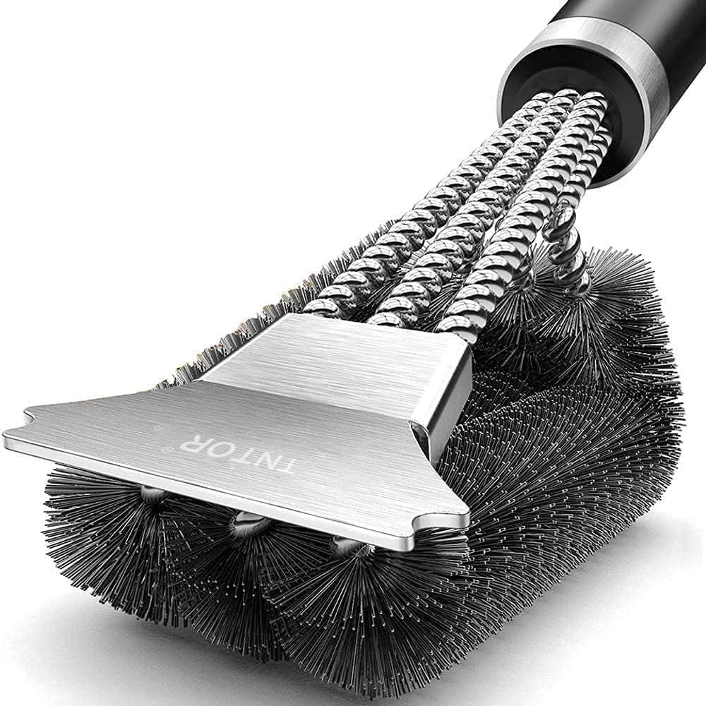 TNTOR Grill Brush, BBQ Cleaning Brush with Scraper and Stainless Steel Bristles and Extra Long