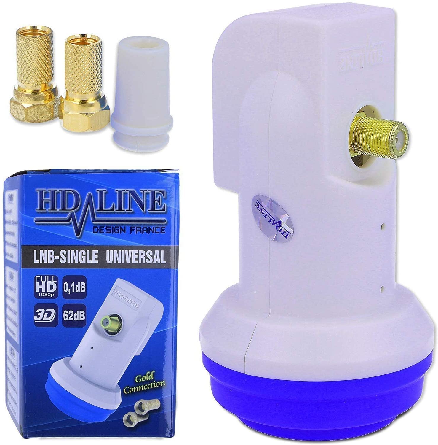HD-LINE 1 Teilnehmer Set - Qualitäts-Alu-Sat-Anlage - Select 60/65cm Spiegel/Schüssel Anthrazit HD-LINE Single LNB - Satelliten-Komplettanlage - für 1 Receiver/TV [Neuste Technik - DVB-S/S2, Full HD, 4K/UHD, 3D]
