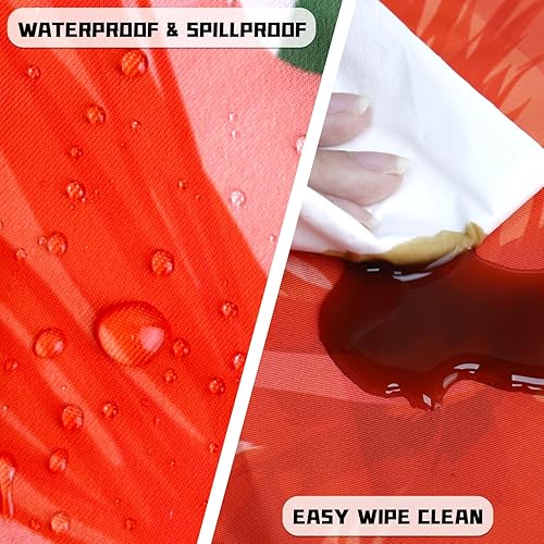 Miniatura 4 de Mantel redondo con diseño de palmeras y flores, ajustable con manteles elásticos redondos para exteriores, para mesas, impermeable, reutilizable,