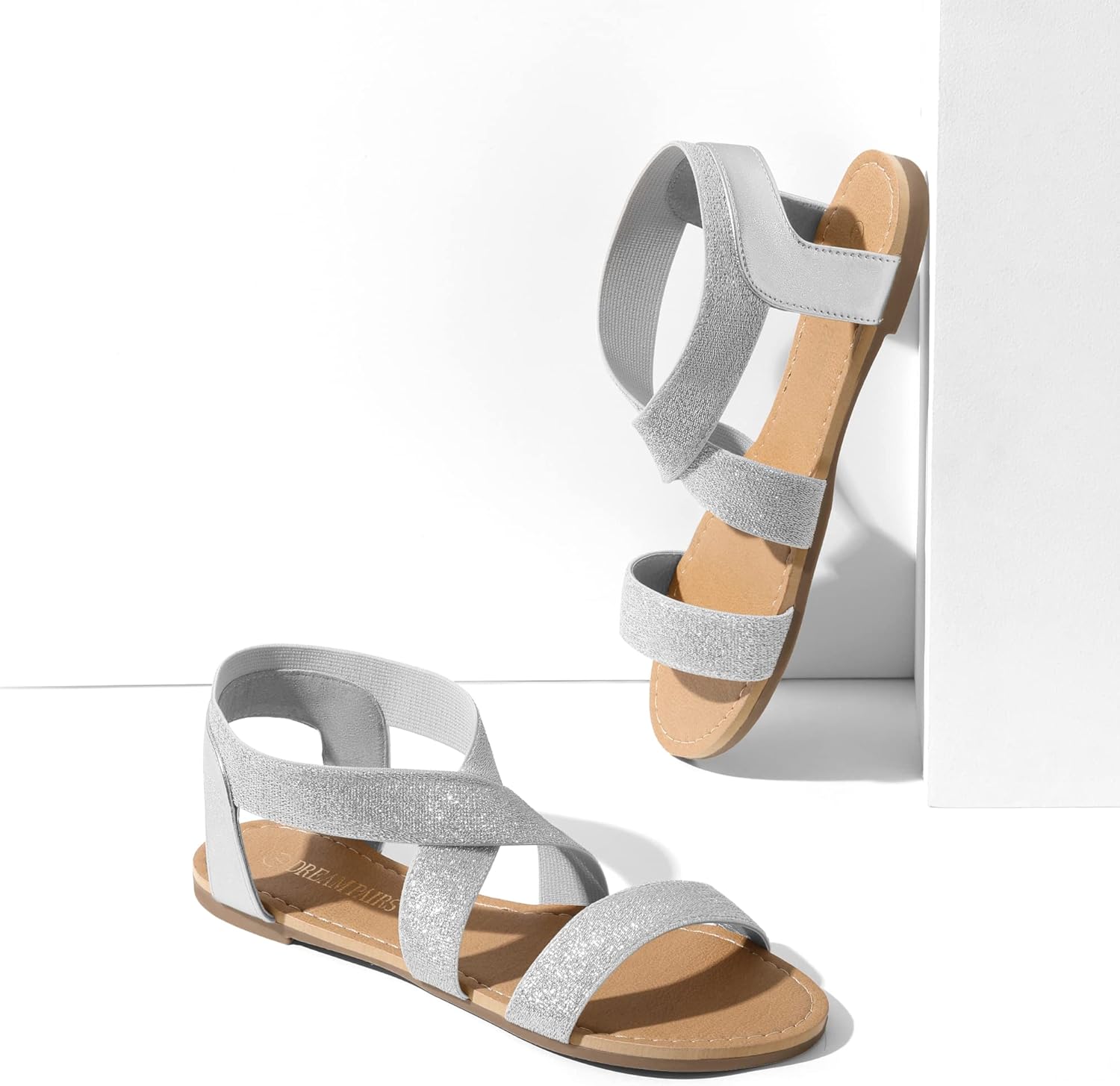 DREAM PAIRS Women's Elastic Ankle Strap Flat Sandals Summer Dressy Shoes Cute Strappy Gladiator Sandals - Image 4