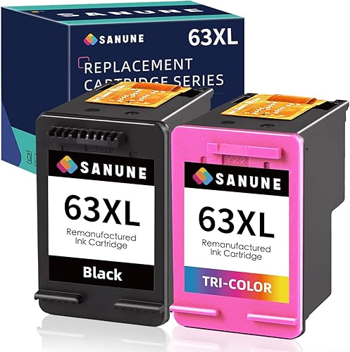 Cartuchos de tinta remanufacturados de repuesto para HP Ink 63 63XL Paquete combinado de color negro para Envy 4510 4512 4520 4650 Officejet 3830