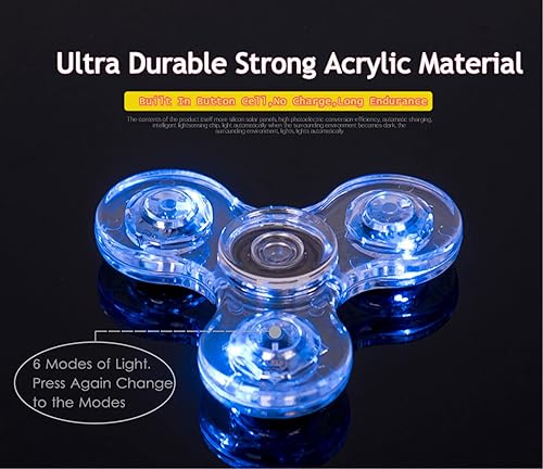 Miniatura 2 de HanTop Fidget spinner de 3 ejes 4modos luz led cristal brilla en la oscuridad nueva versión ultra durable y ligero juguete para niños y adultos