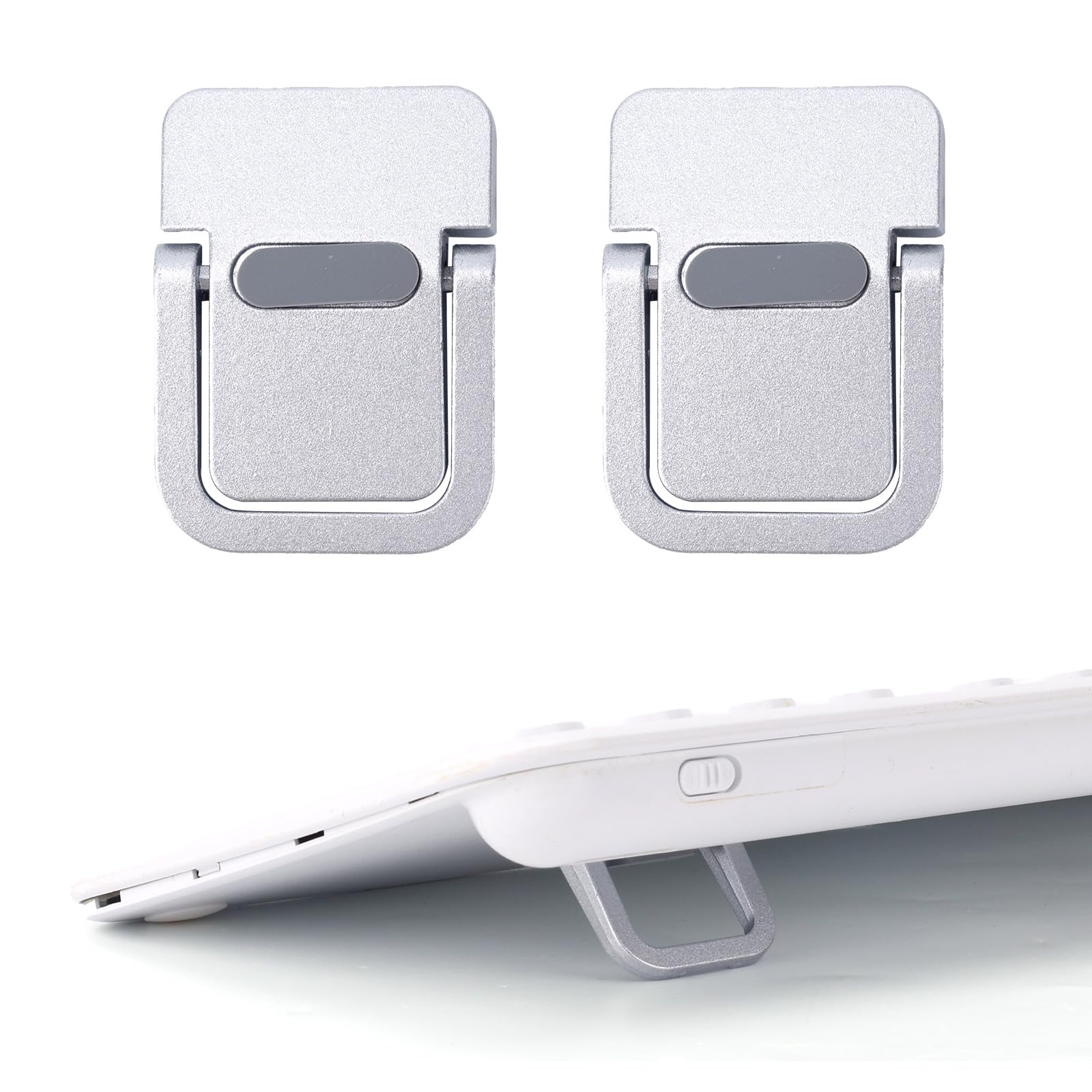 Penitue 2pcs Mini Keyboard Riser Zinc Alloy Portable Small Laptop Tilt Stand Lifter Feet Foldable Invisible Self-Adhesive Computer