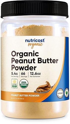 Nutricost Mantequilla de maní orgánica en polvo 125 onzas sin azúcar añadida sin OMG sin alcohol de azúcar maní en polvo totalmente natural de