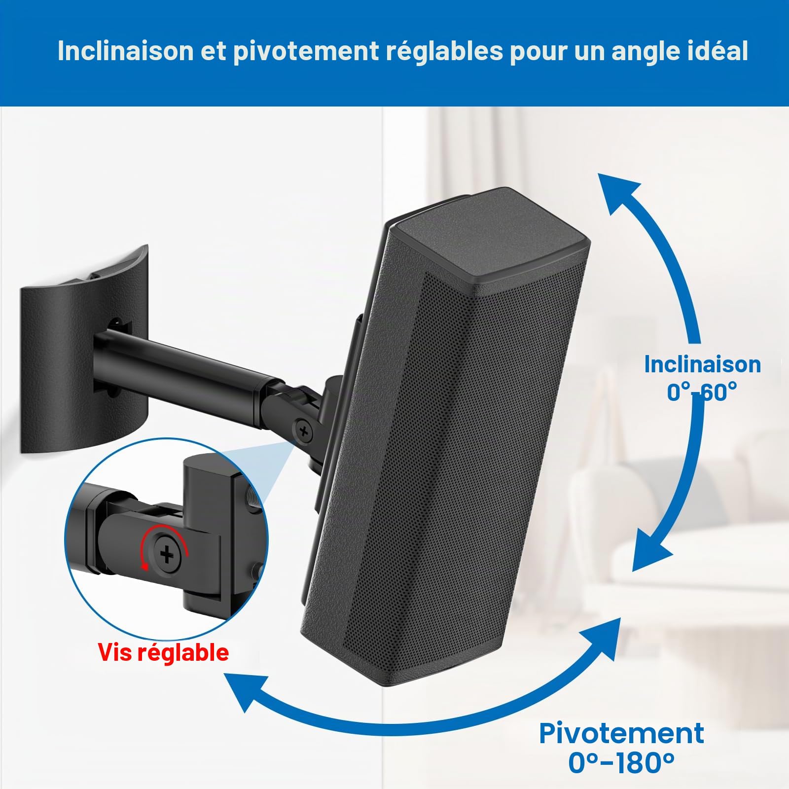 UB-20 Série II Support Mural pour All Bose CineMate Lifestyle AM10 AM15 AM6 AM-16 Series ST535 ST525 ST520 535III 525III CM520 SoundTouch JC-II Virtually Invisible 300 Lifestyle 600 Support de Plafond