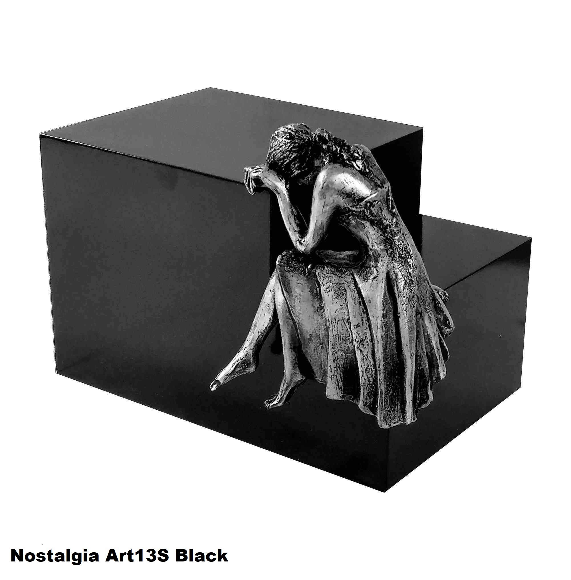 Unique Artistic Cremation Urn for Ashes Adult Funeral Urn Casket Nostalgia Art13S Black (Silver Plated)