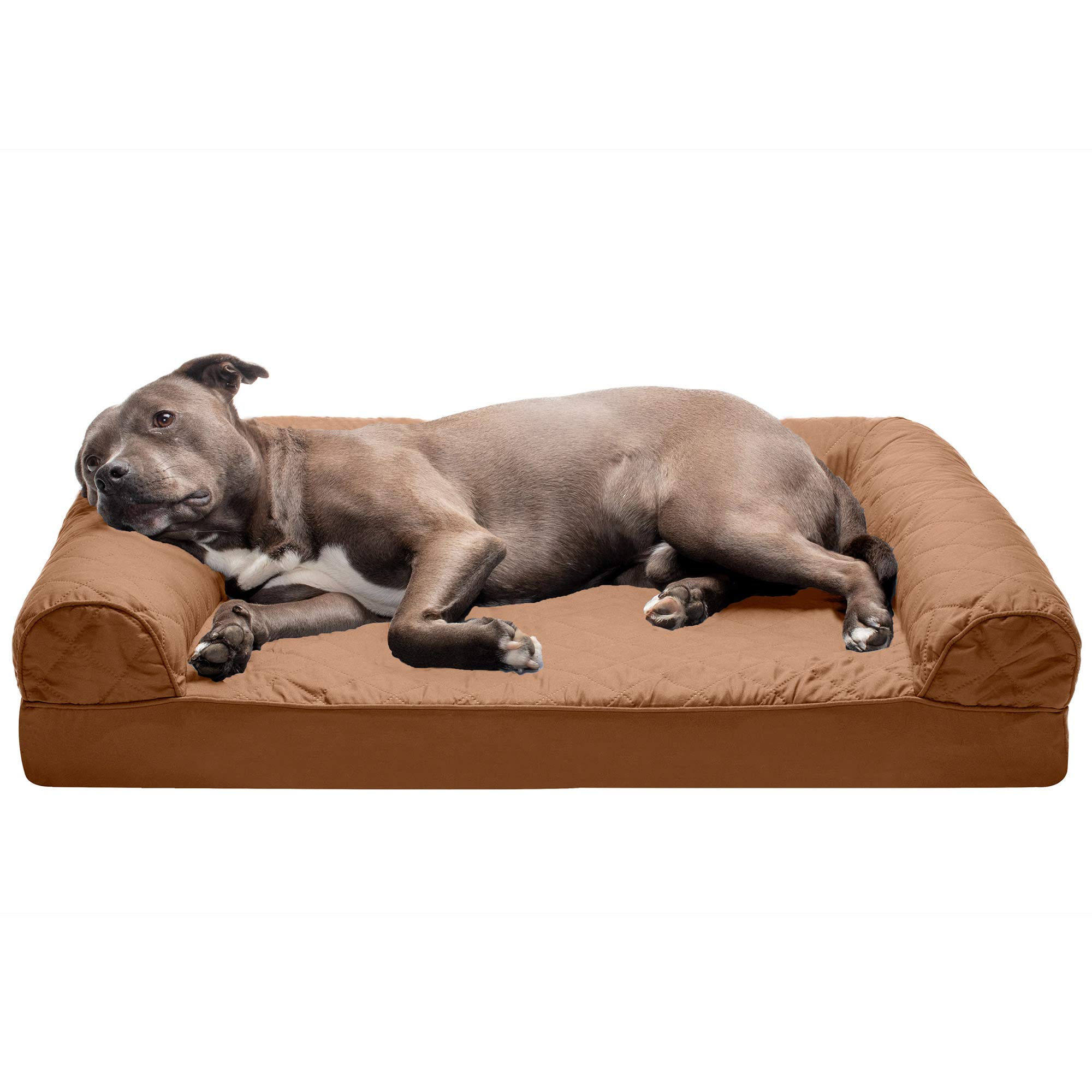 Furhaven Large Orthopedic Dog Bed Quilted Sofa-Style w/Removable Washable Cover - Toasted Brown, Large โ image 1