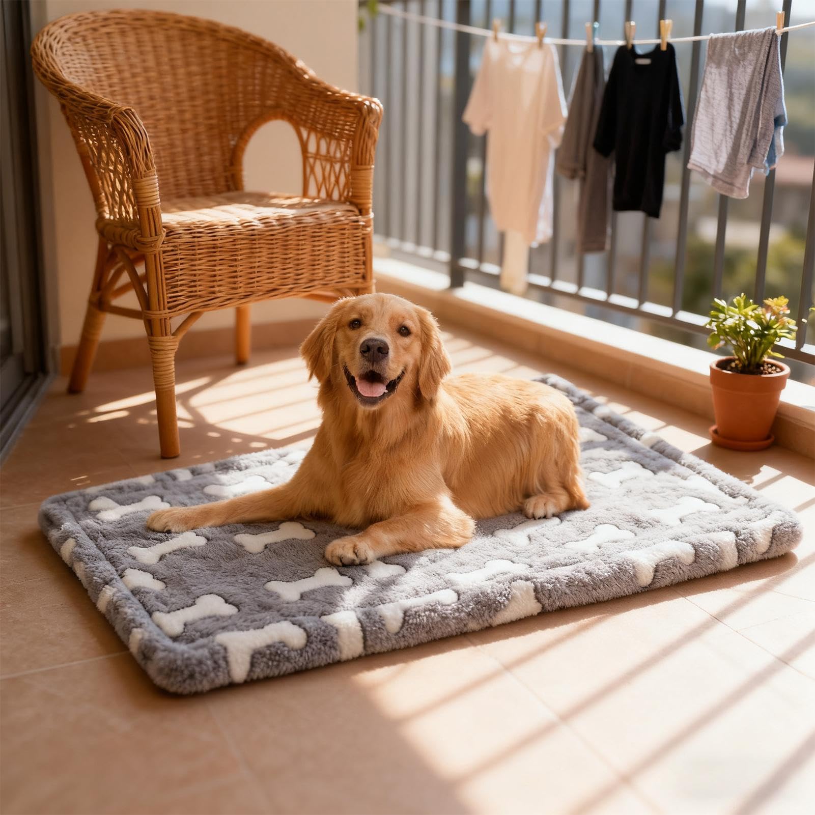 Tapis de lit pour Chien – Housse Lavable, Tapis pour Animaux en Mousse à mémoire de Forme, imperméable, Base antidérapante et Doublure Lavable Amovible | Confortable pour Le Sol pour Les Chiens de