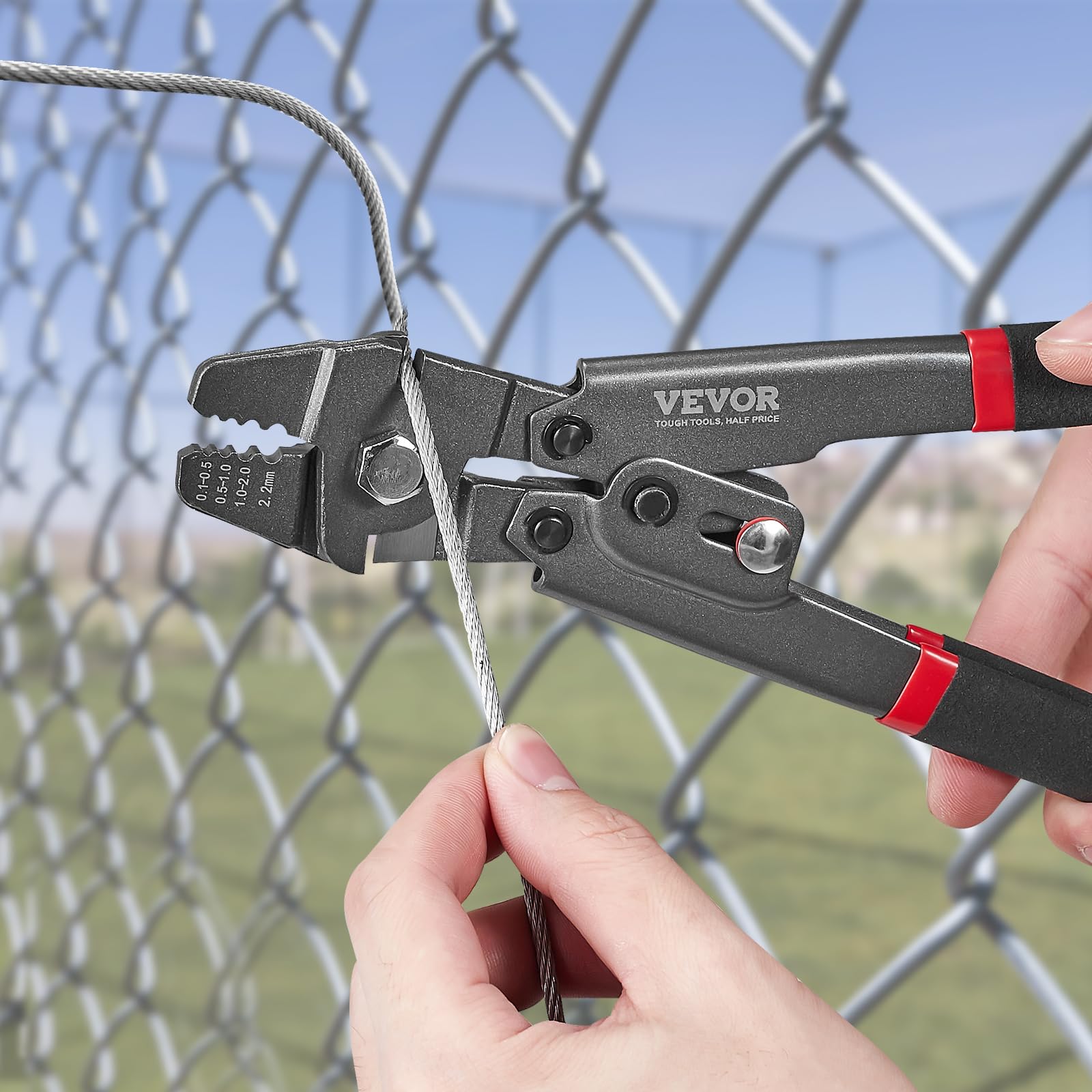 VEVOR Pinze Crimpatrice per Cavi con Diametro tra 0,1-2,2mm Pinza Capicorda per Terminali Manicotti in Alluminio, Pinza a Crimpare in Acciaio 55# Durezza Massima 50 HRC, Utensili per Crimpaggio Cavi